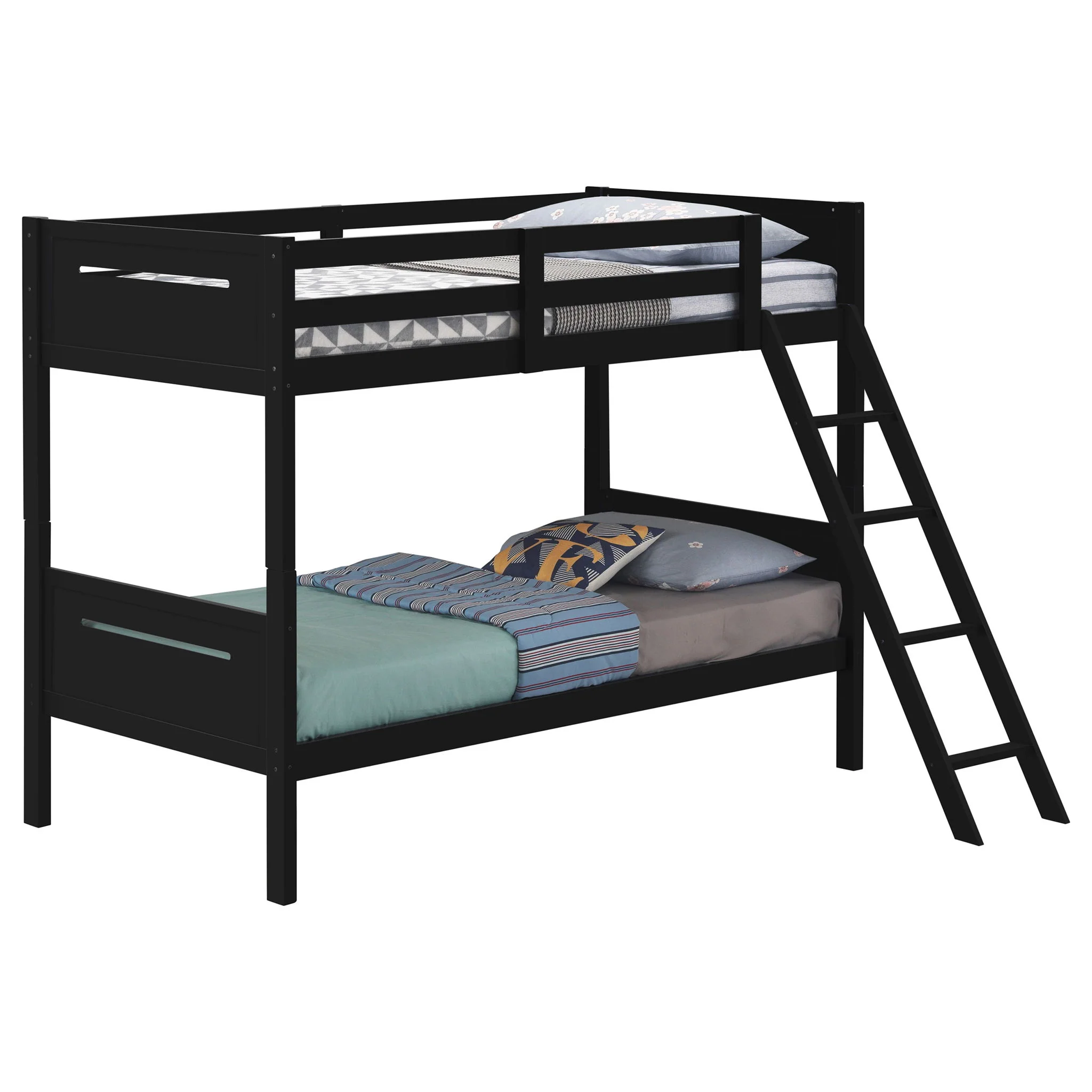 Littleton Wood Twin Over Twin Bunk Bed Black - Image 4