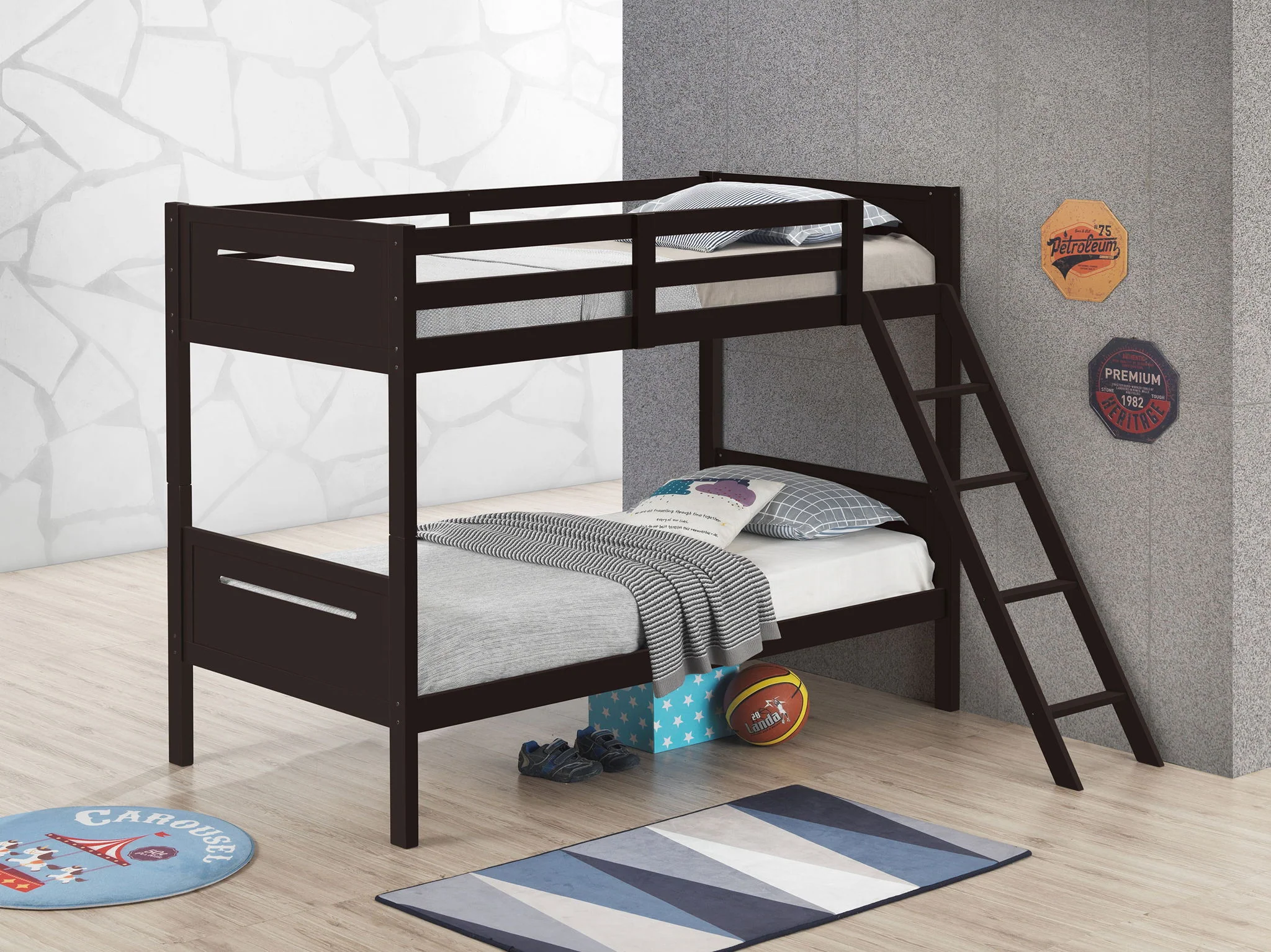 Littleton Wood Twin Over Twin Bunk Bed Espresso - Image 3