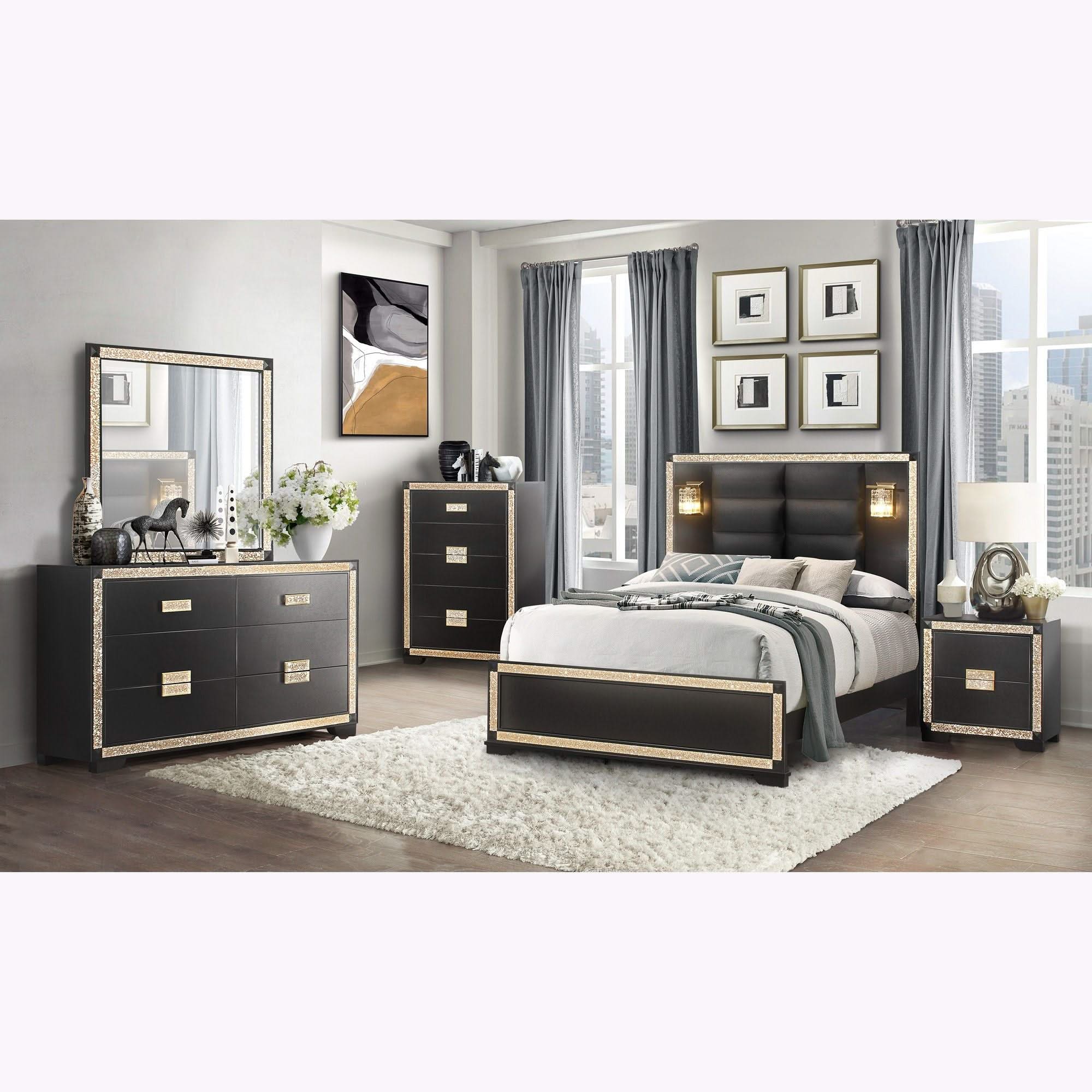 Lively - Bedroom Set With Glitter Detail And Padded Headboard - Image 4