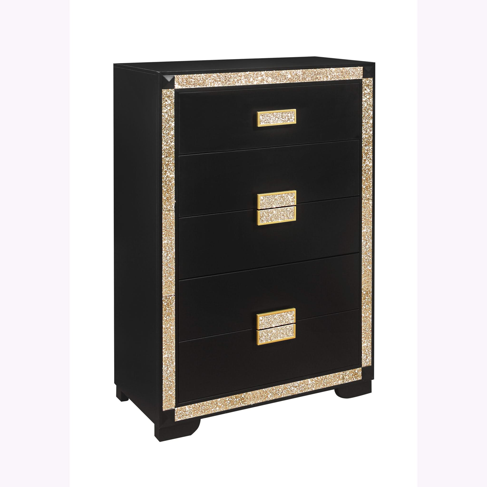 Lively - Chest With Glitter Detail And Thick Bar Handle Hardware - Black - Image 2