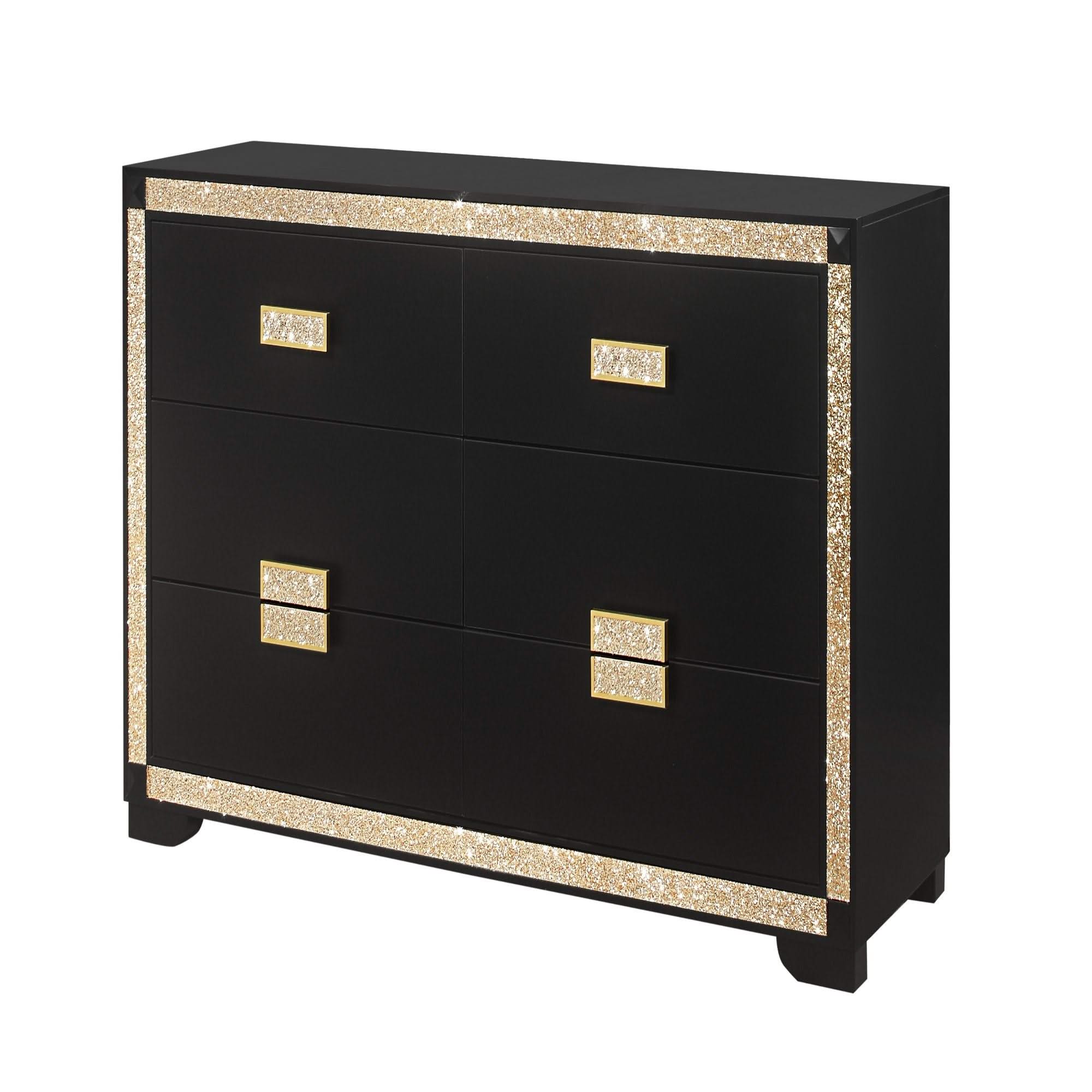 Lively - Dresser With Glitter Detail And Thick Bar Handle Hardware - Black - Image 2