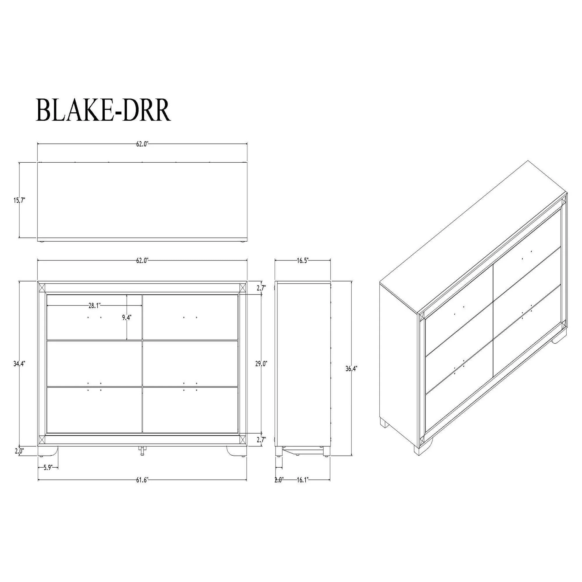 Lively - Dresser With Glitter Detail And Thick Bar Handle Hardware - Black - Image 4