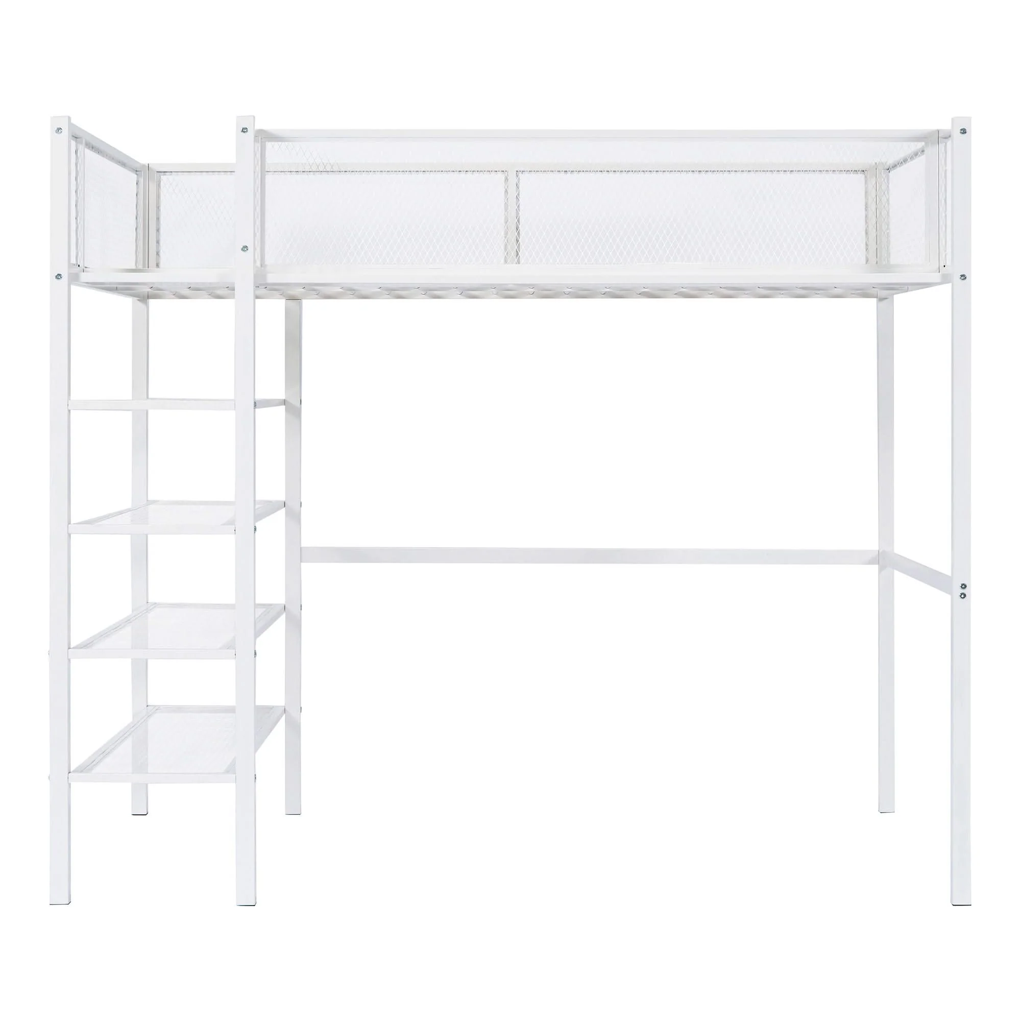 Loft Bed With 4 Tier Shelves And Storage - Image 10
