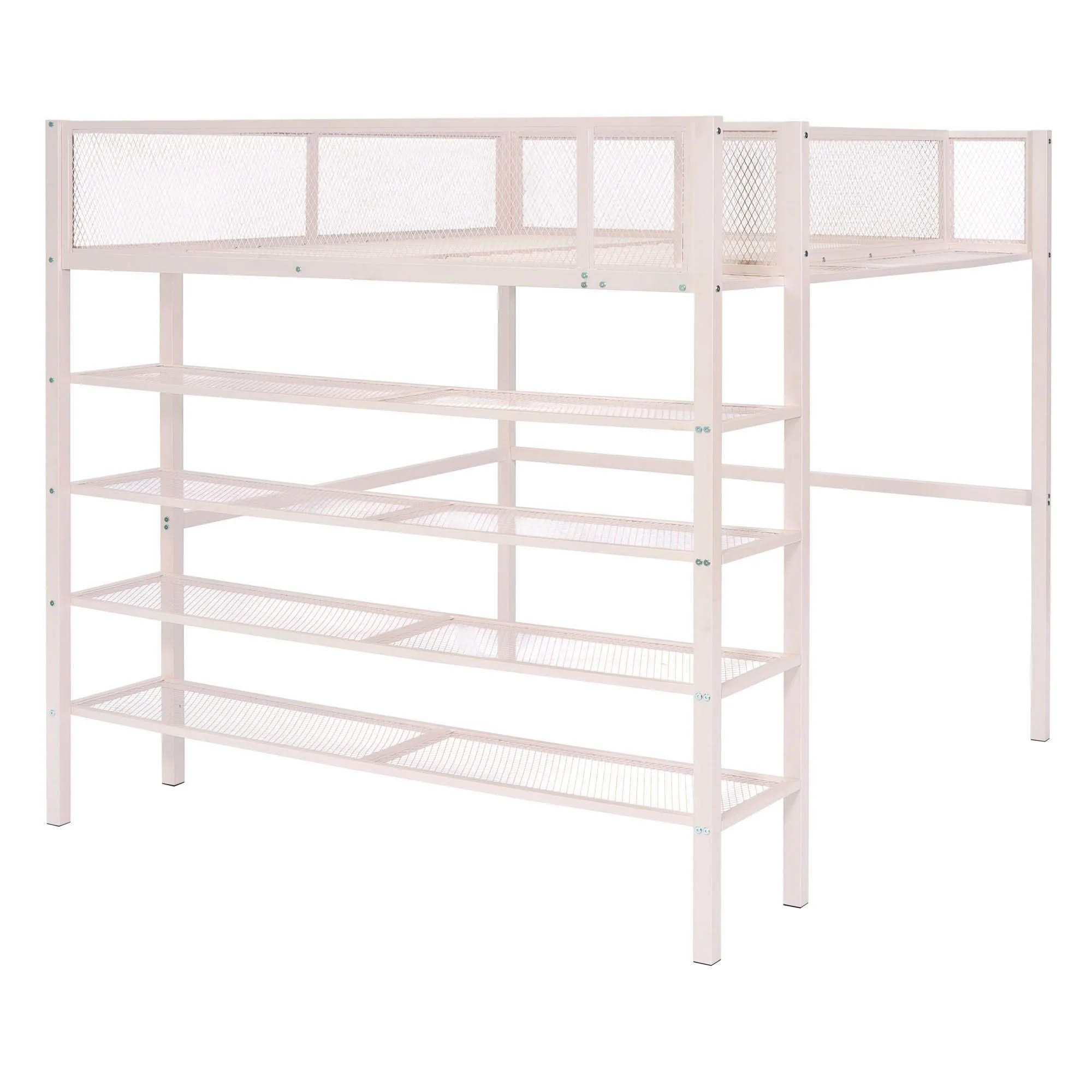 Loft Bed With 4 Tier Shelves And Storage - Image 5