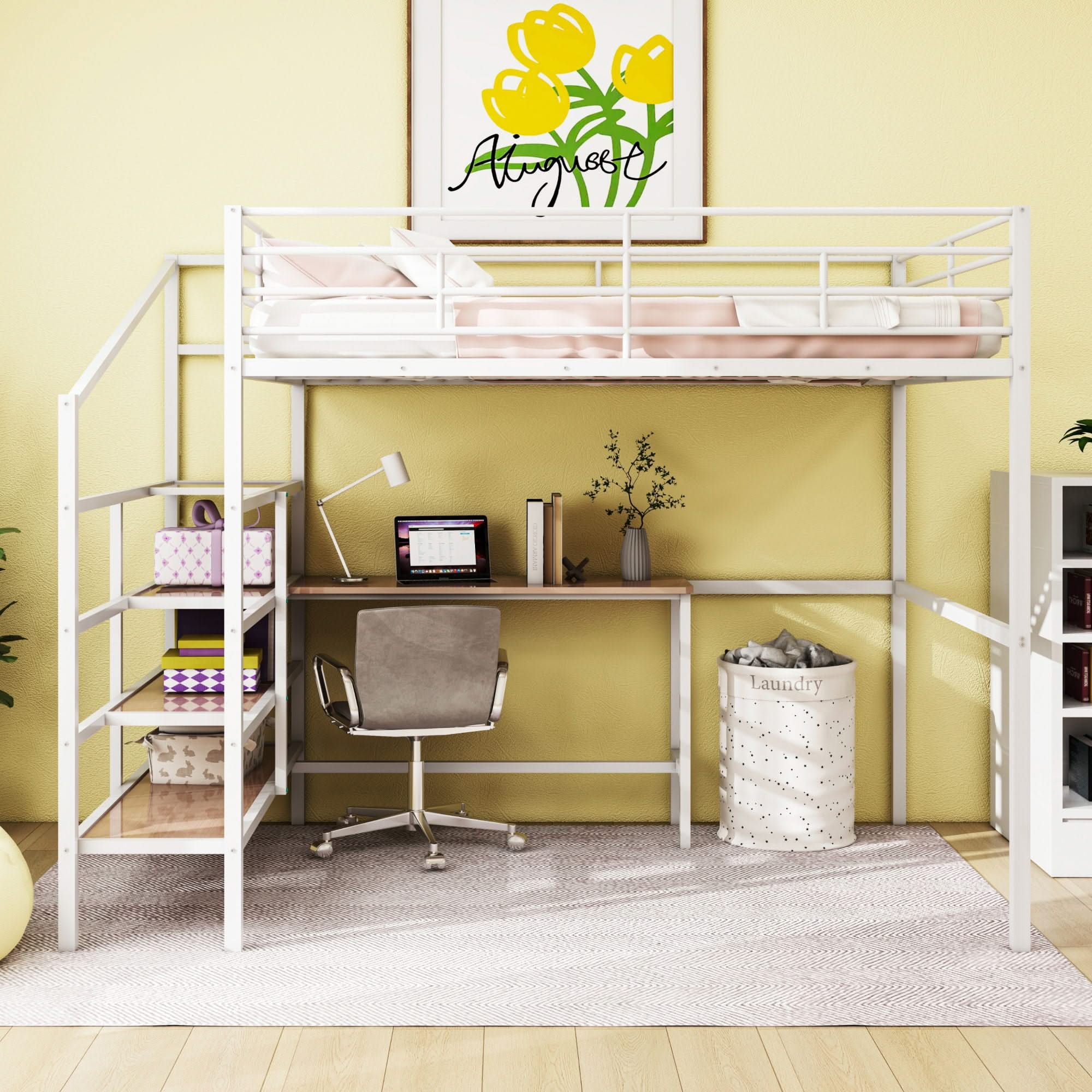 Loft Bed With Desk And Lateral Storage Ladder - Image 7