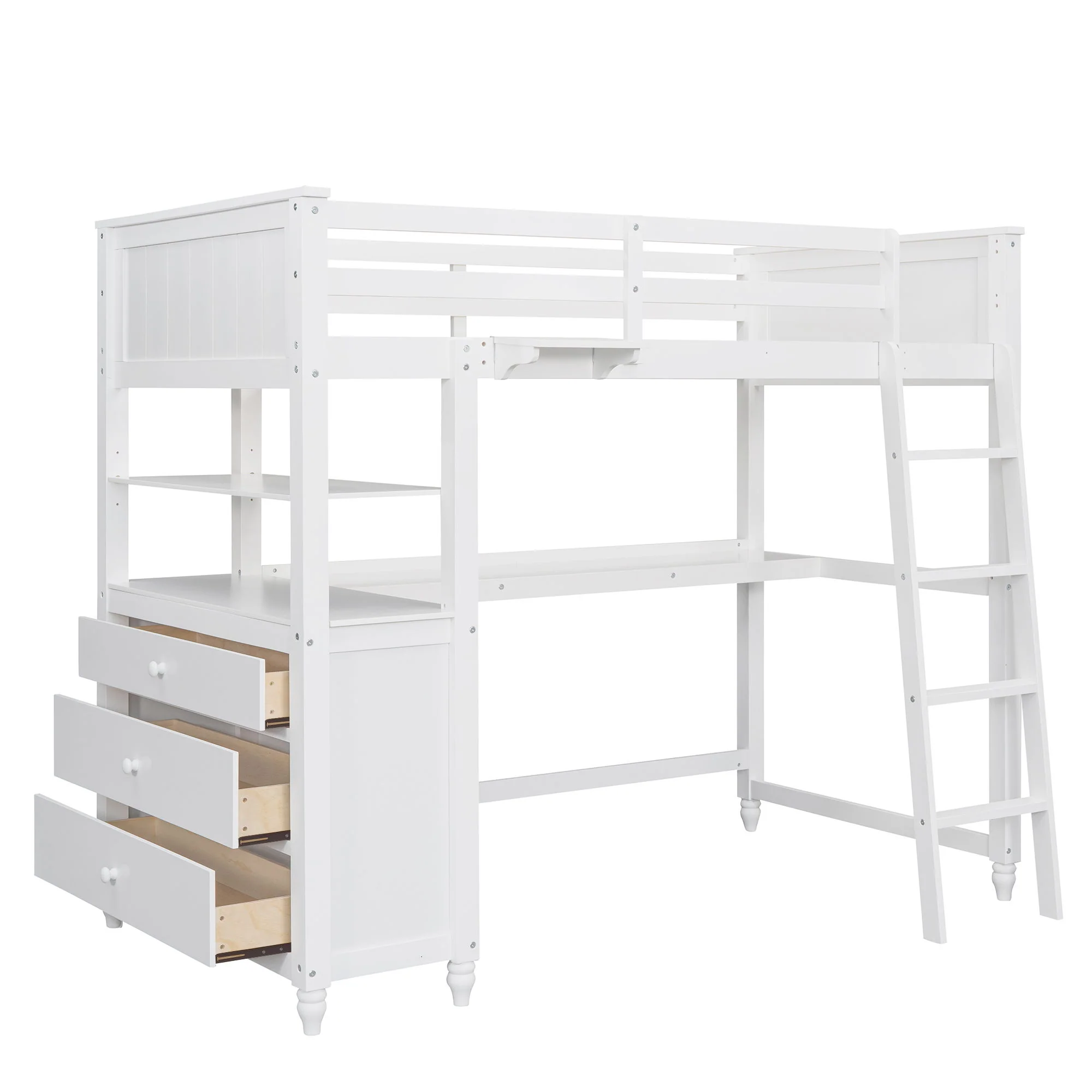 Loft Bed With Drawers With Desk And Shelves - Image 4
