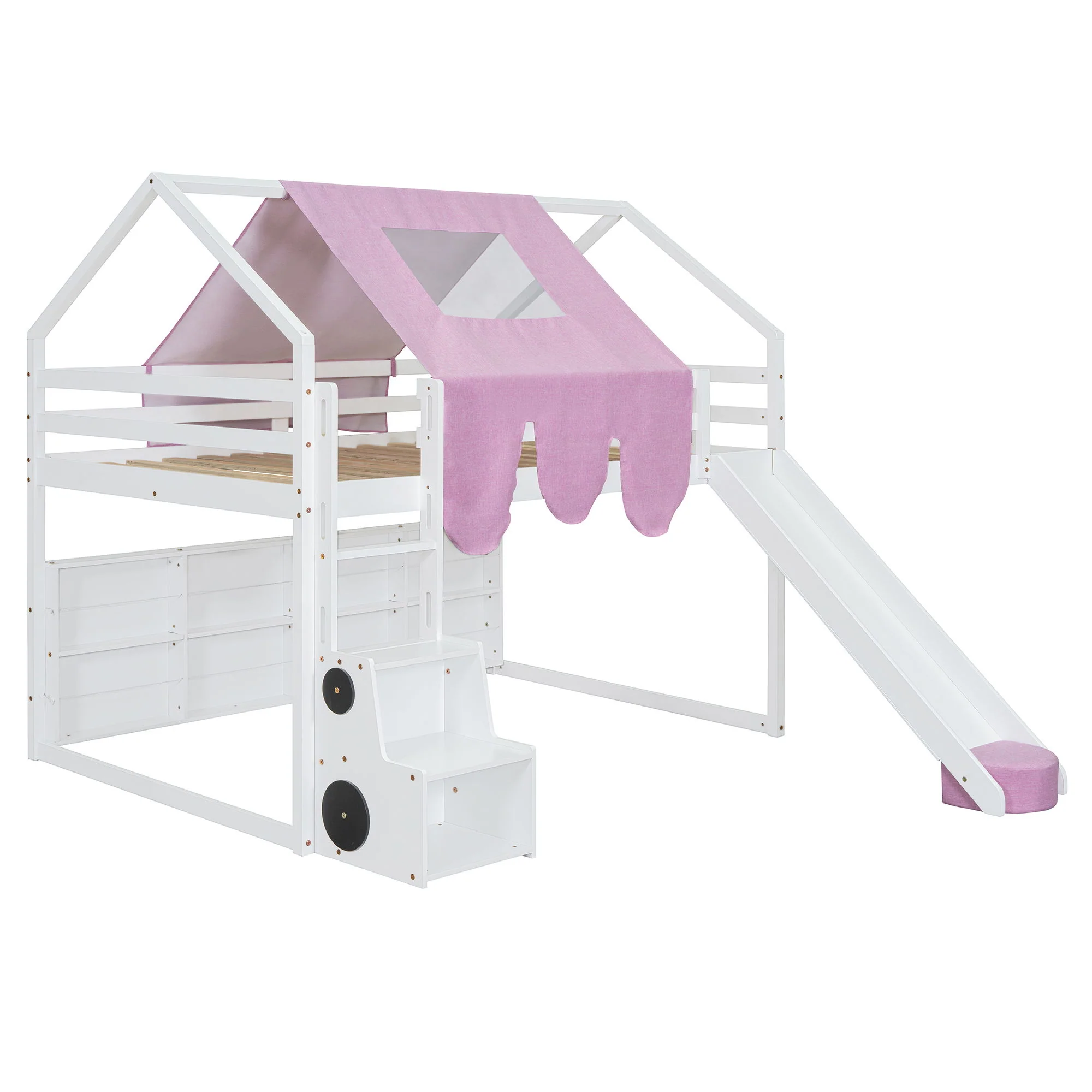Loft Bed With House Shaped Frame And Tent - Image 2