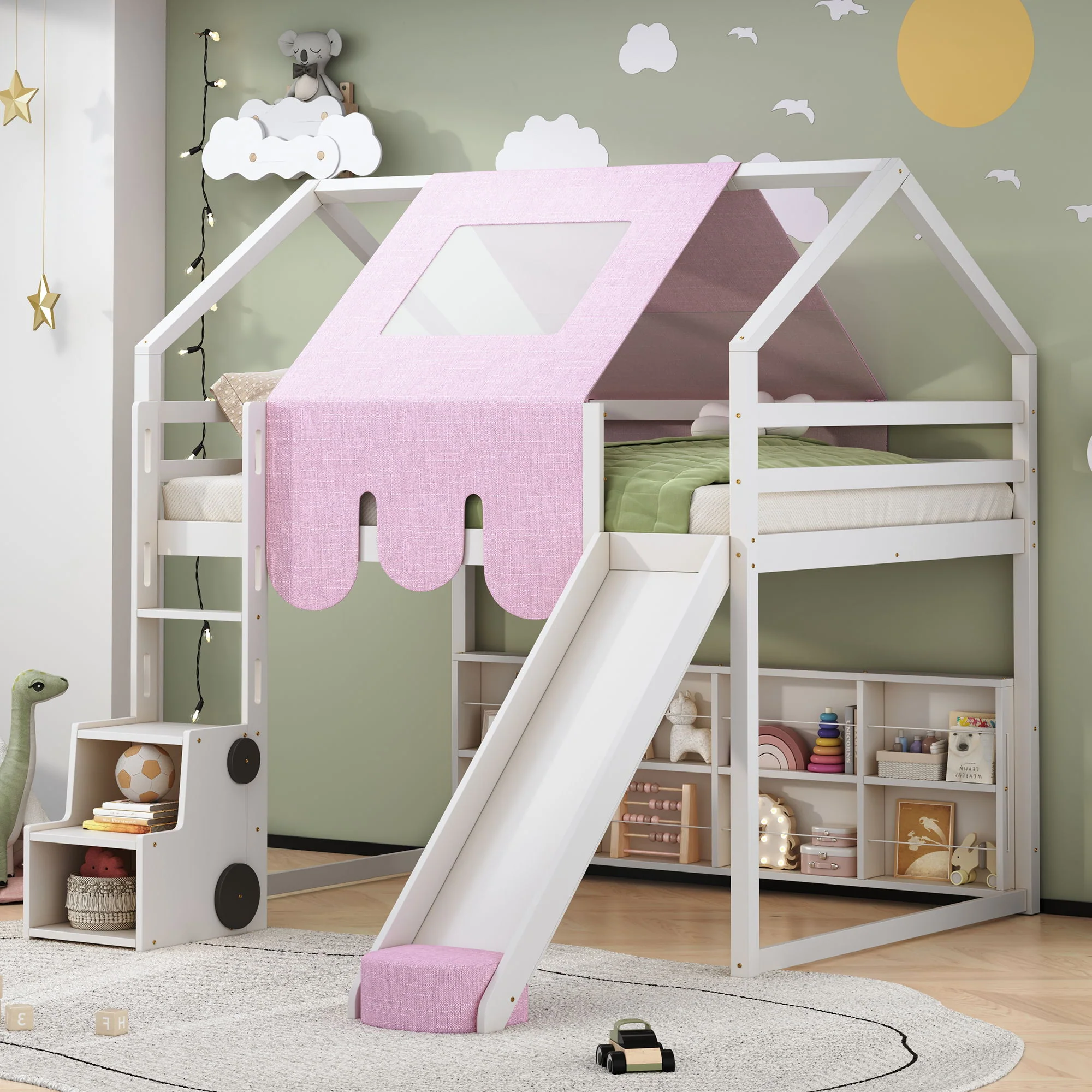 Loft Bed With House Shaped Frame And Tent - Image 9