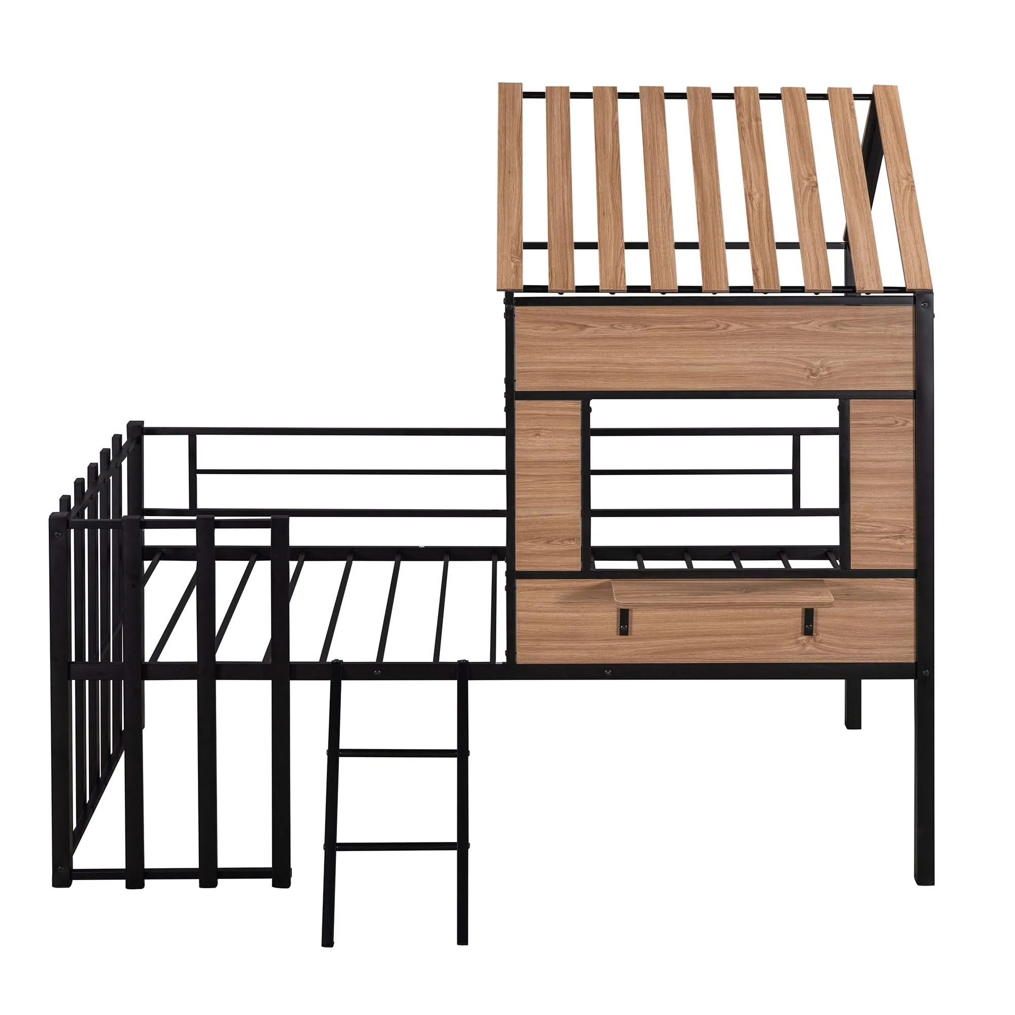 Loft Bed With Roof, Window, Guardrail, Ladder - Image 3