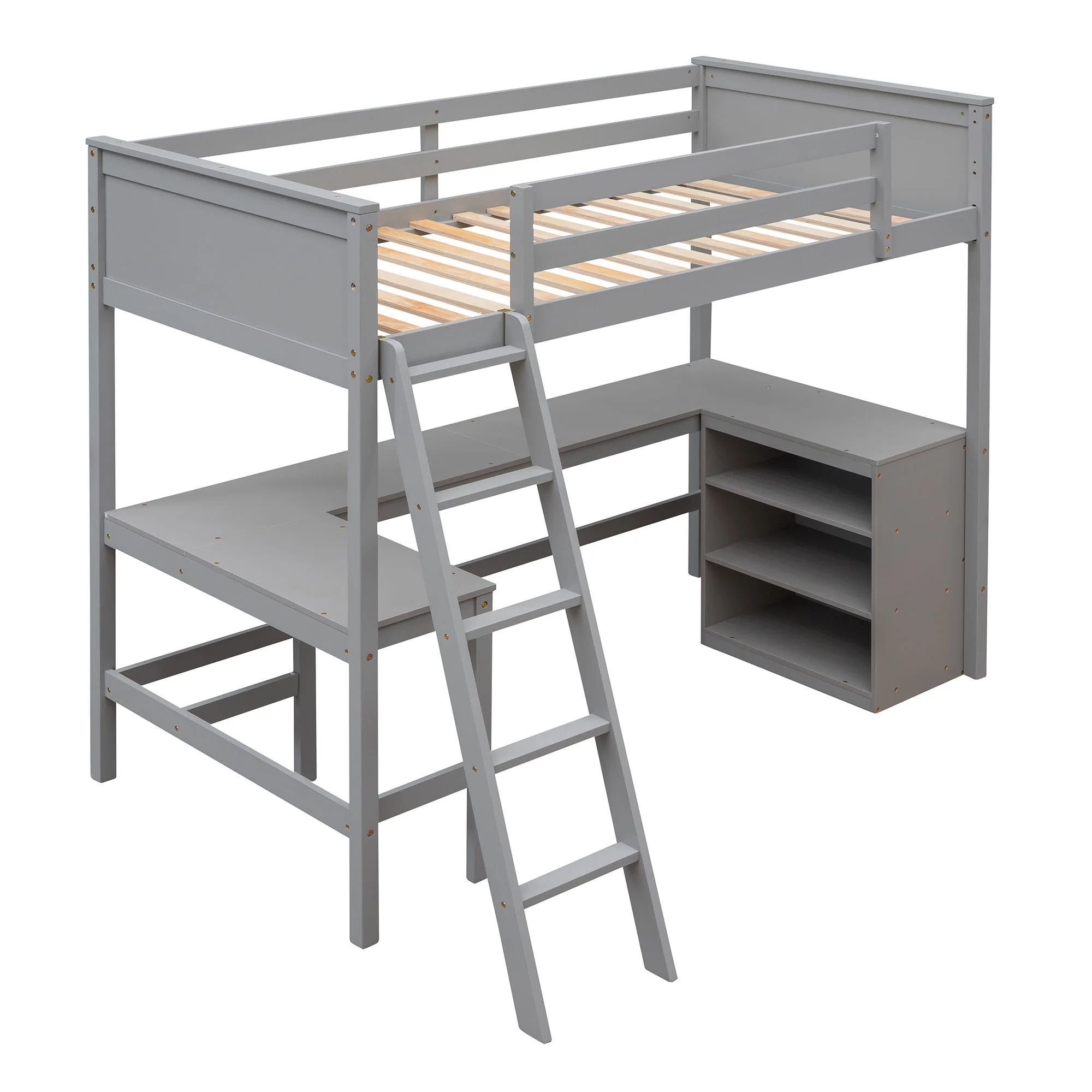 Loft Bed With Shelves With Desk - Image 4
