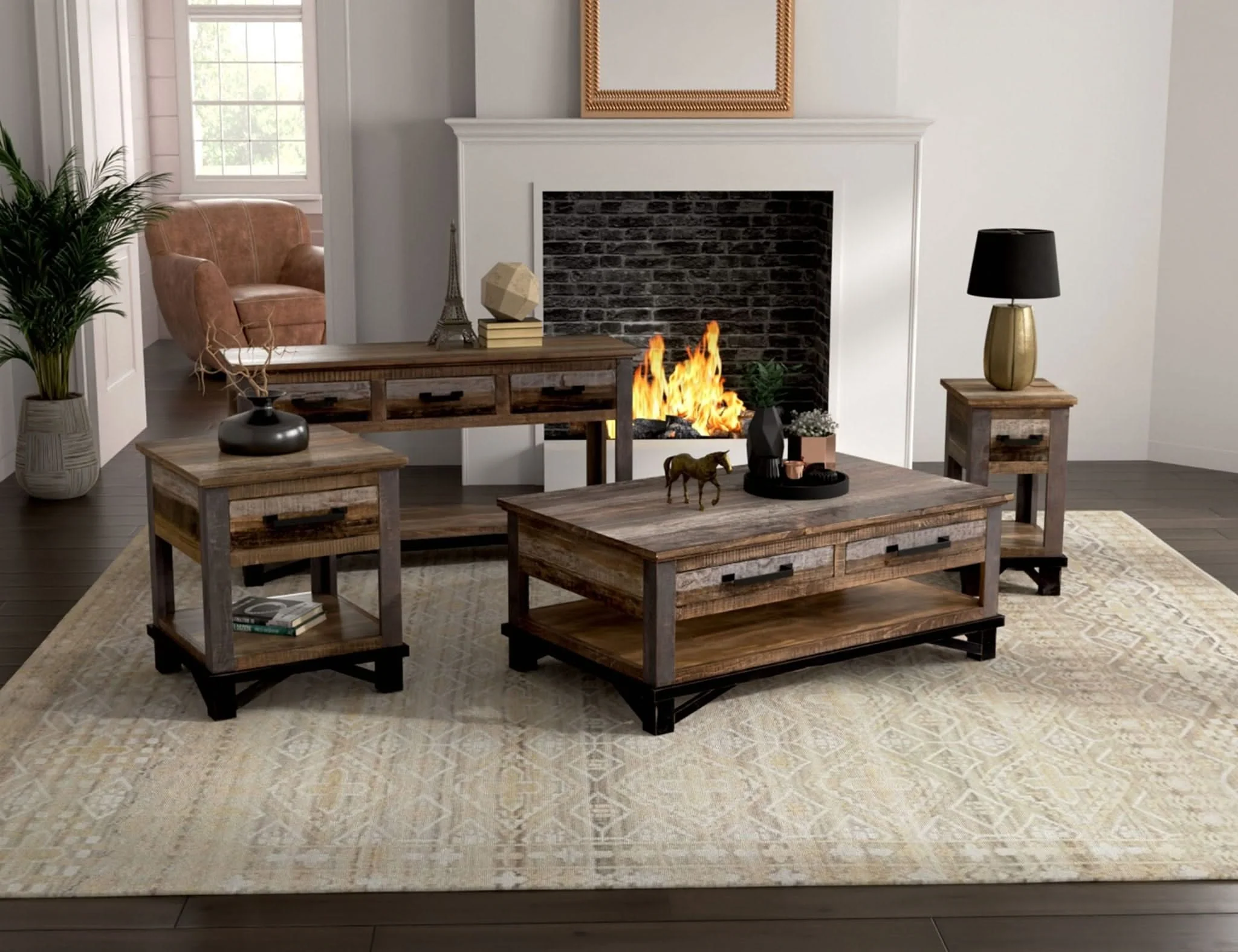 Loft - Sofa Table With 2 Drawers - Two Tone Gray / Brown - Image 3