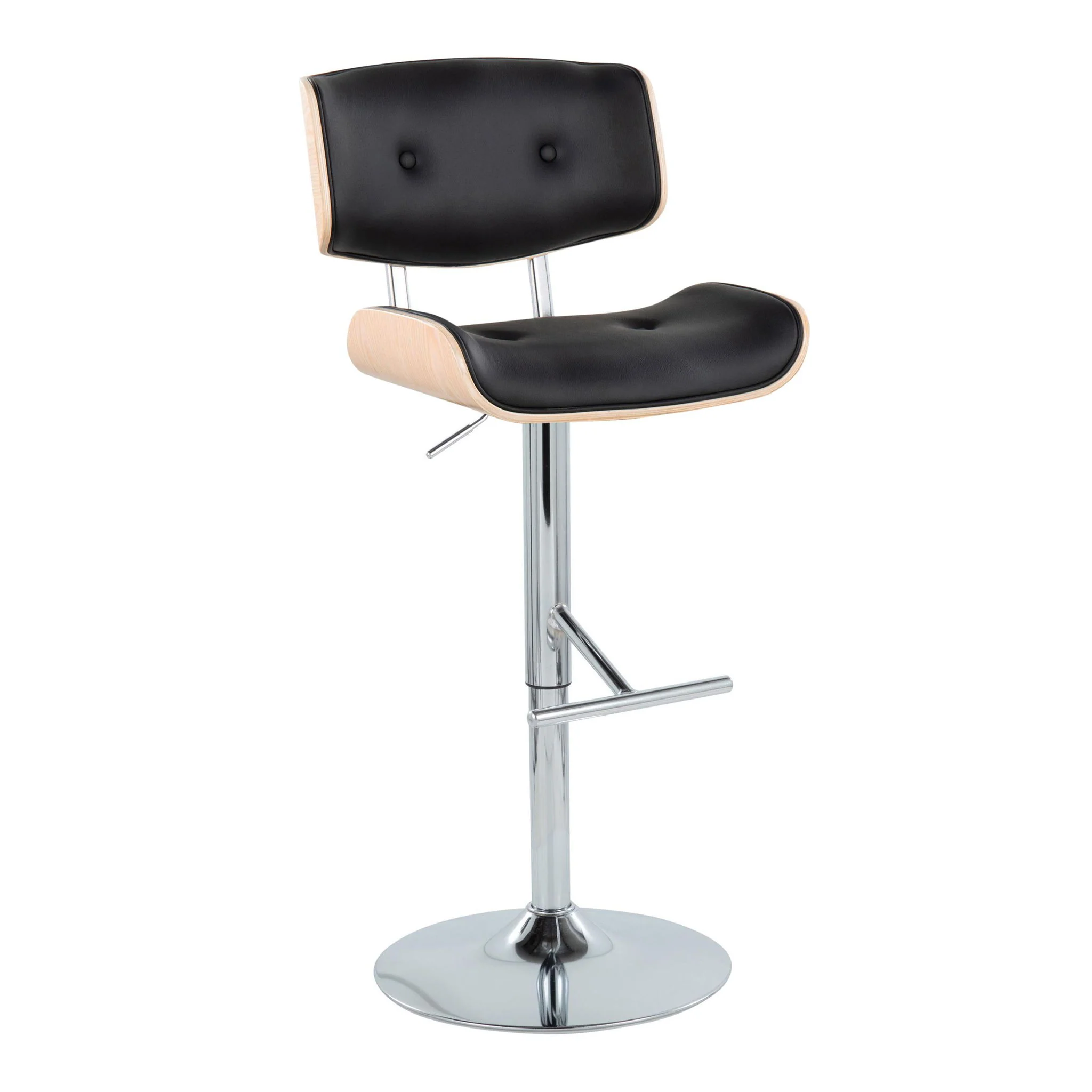 Lombardi - Contemporary Adjustable Barstool With Swivel With Straight T Footrest (Set of 2) - Image 4