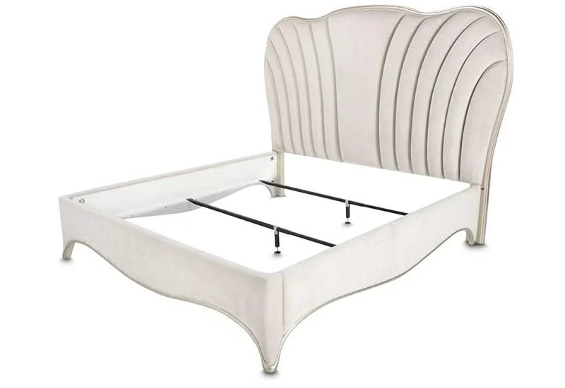 London Place Pearl Cream Modern Glam 5-Piece Bedroom Set with Upholstered Bed and Marble Top (Queen/King) - Image 5