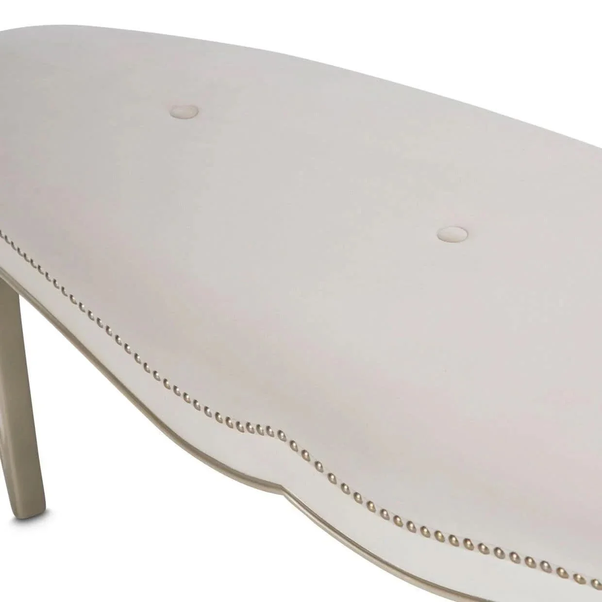 London Place Pearl Cream Modern Glam Bed Bench with Velvet Tufted Seat - Image 3