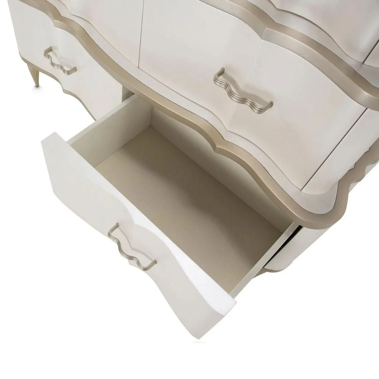 London Place Pearl Cream Modern Glam Tiered 6 Drawer Storage Chest - Image 5