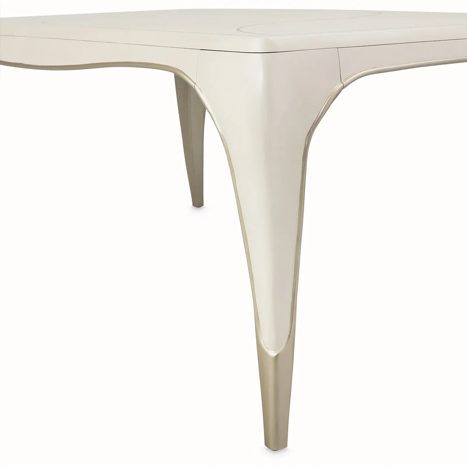 London Place Creamy Pearl Rectangular Dining Table with Platinum Accents - Image 6