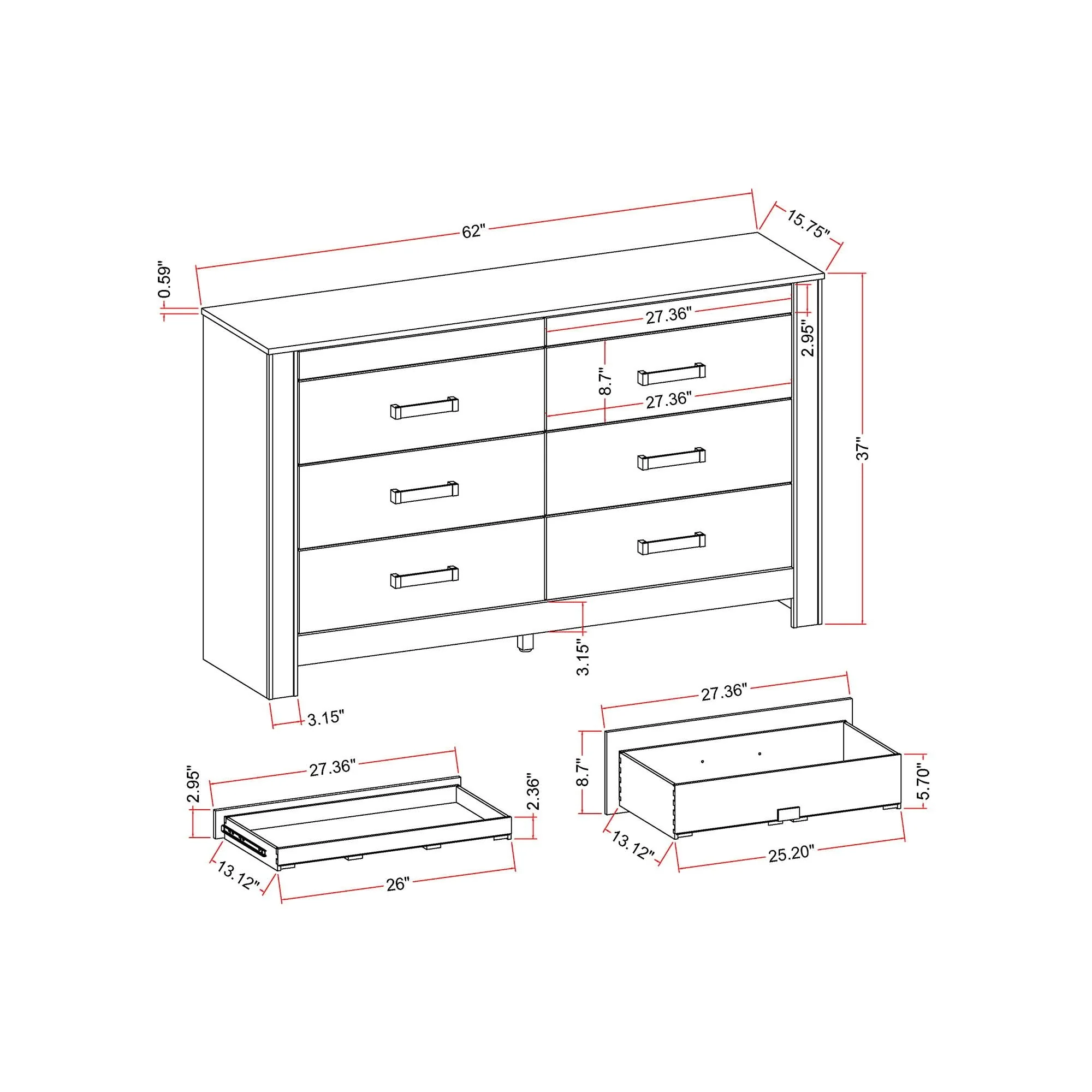 Lorenzo - Dresser With Hidden Jewelry Compartment And Bar Handles In - Silver - Image 3