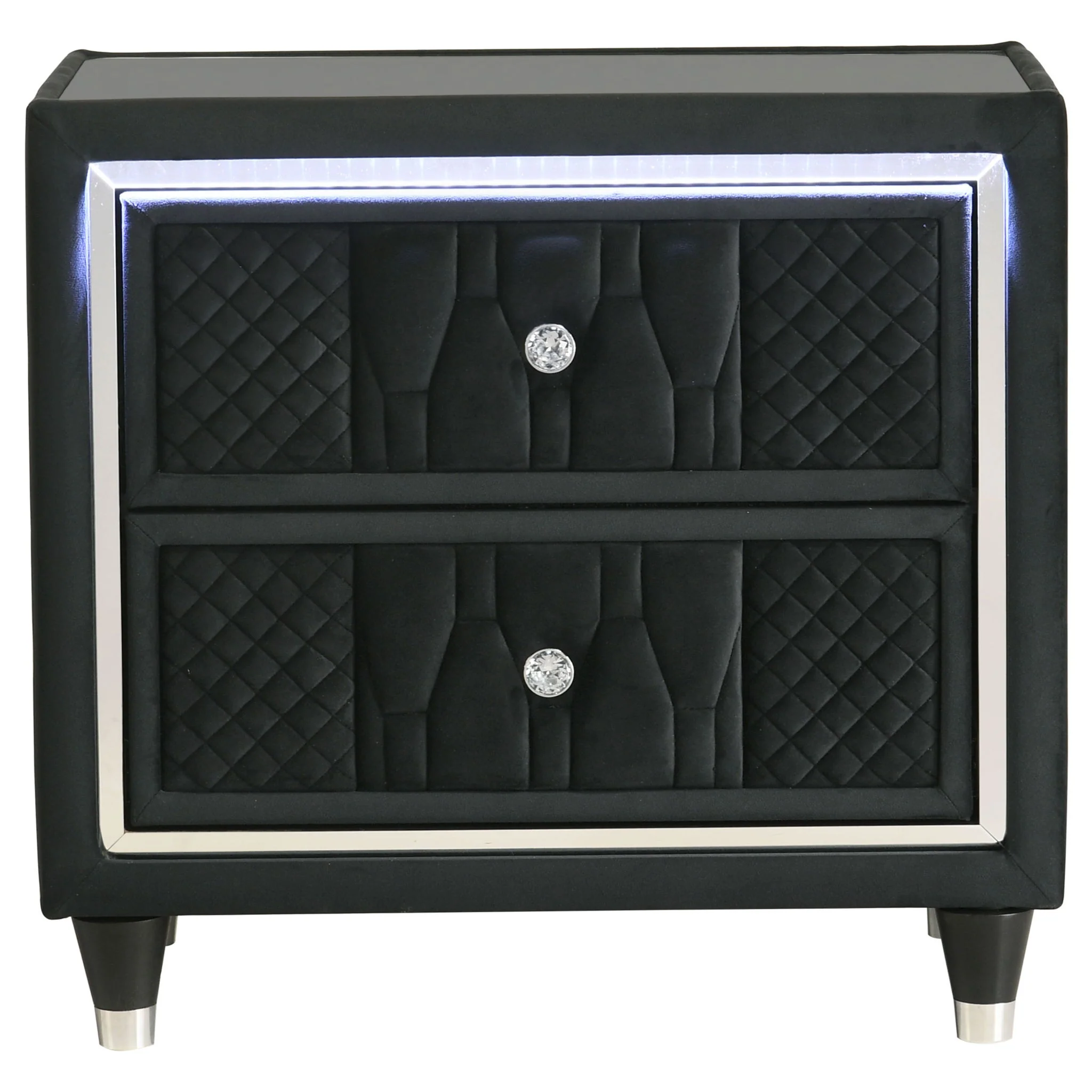 Lorient 2-drawer LED Nightstand with USB Black - Image 3