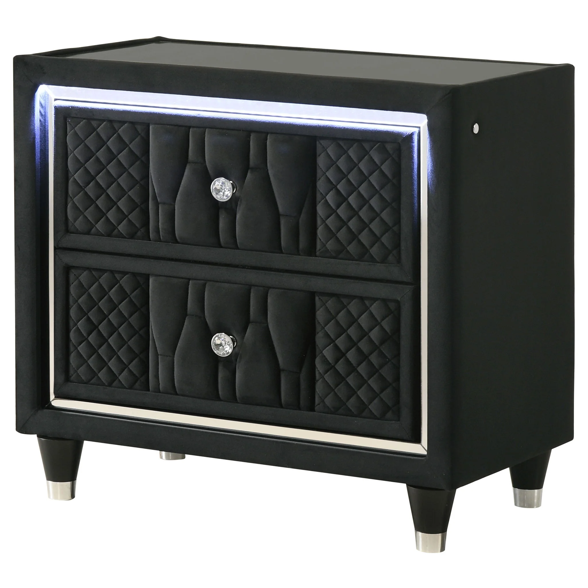 Lorient 2-drawer LED Nightstand with USB Black - Image 4
