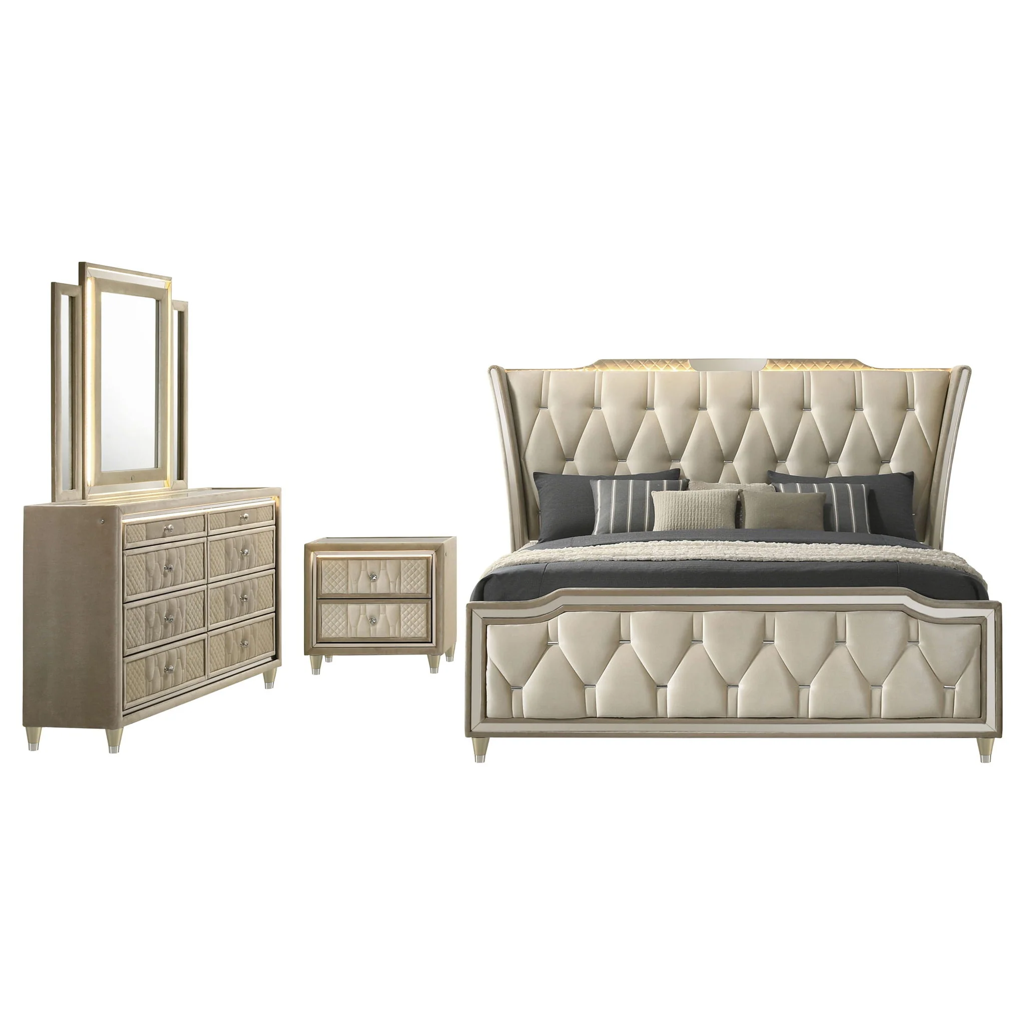Lorient 4-piece California King Bedroom Set Ivory and Camel - Image 2