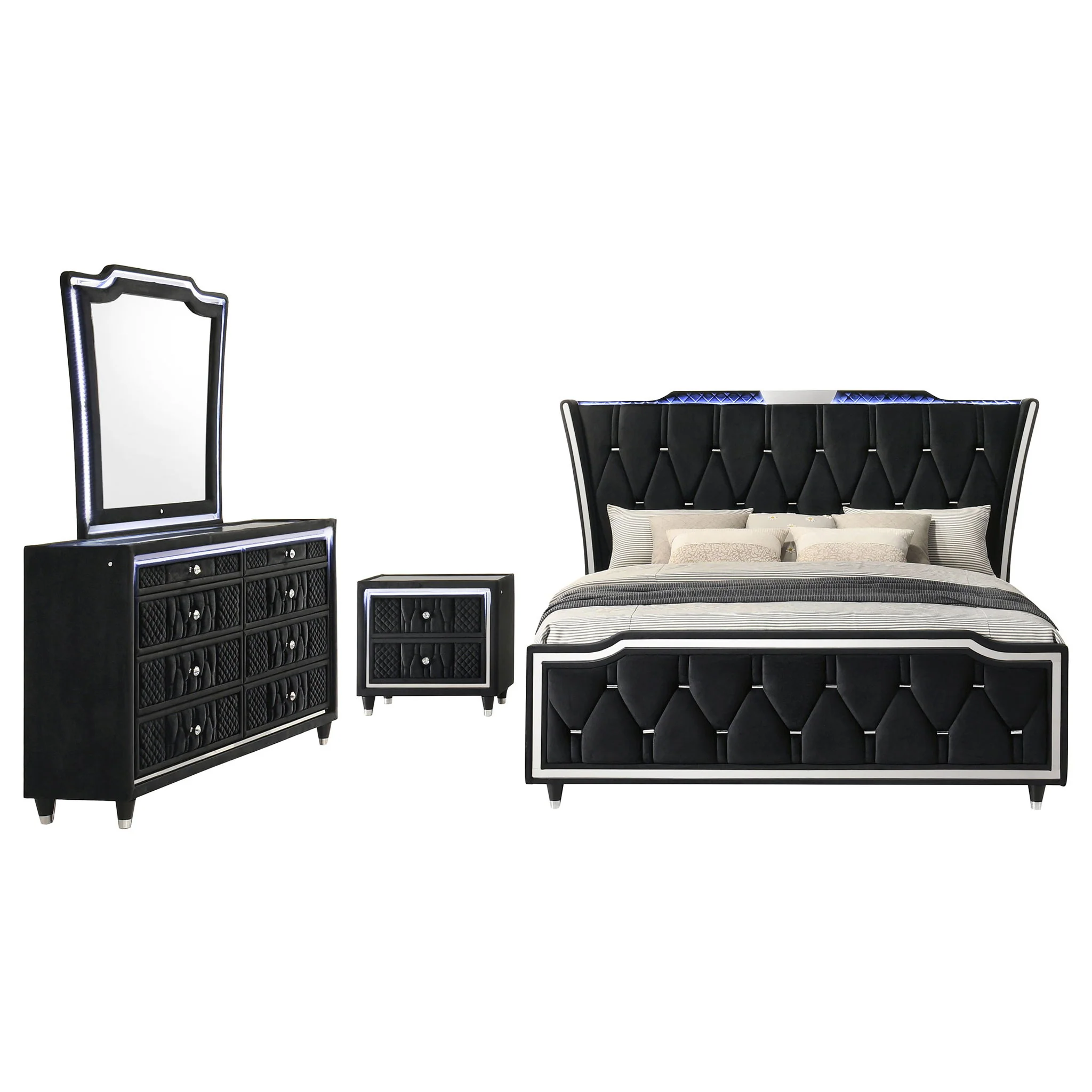 Lorient 4-piece Eastern King Bedroom Set Black - Image 3
