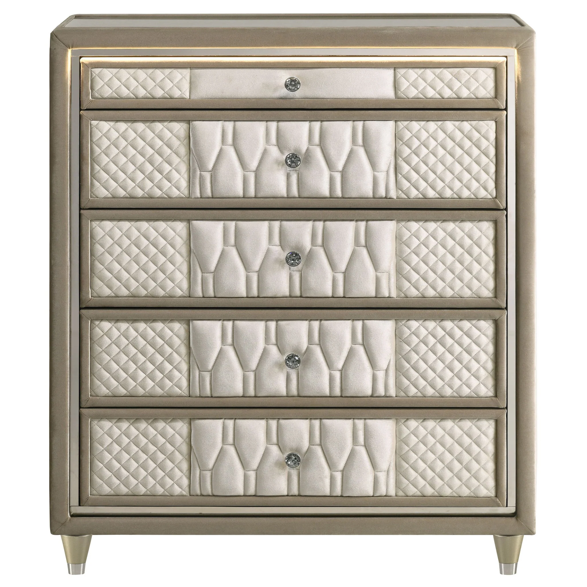 Lorient 5-drawer LED Chest of Drawers Ivory and Camel - Image 2