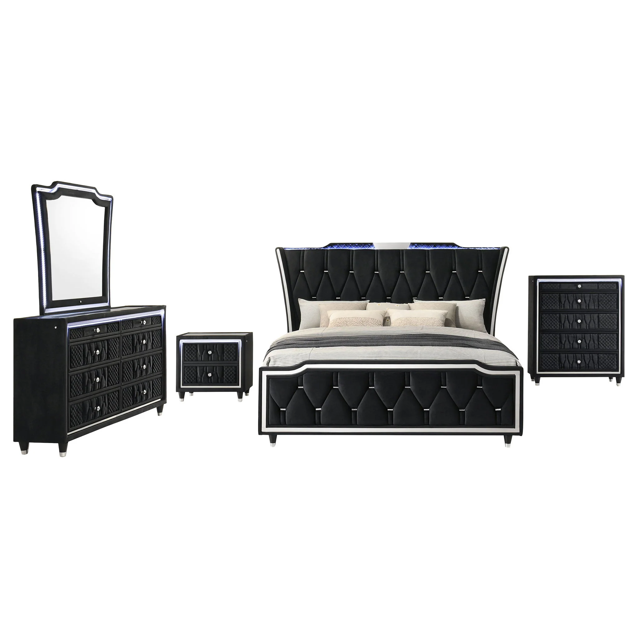Lorient 5-piece Eastern King Bedroom Set Black - Image 2
