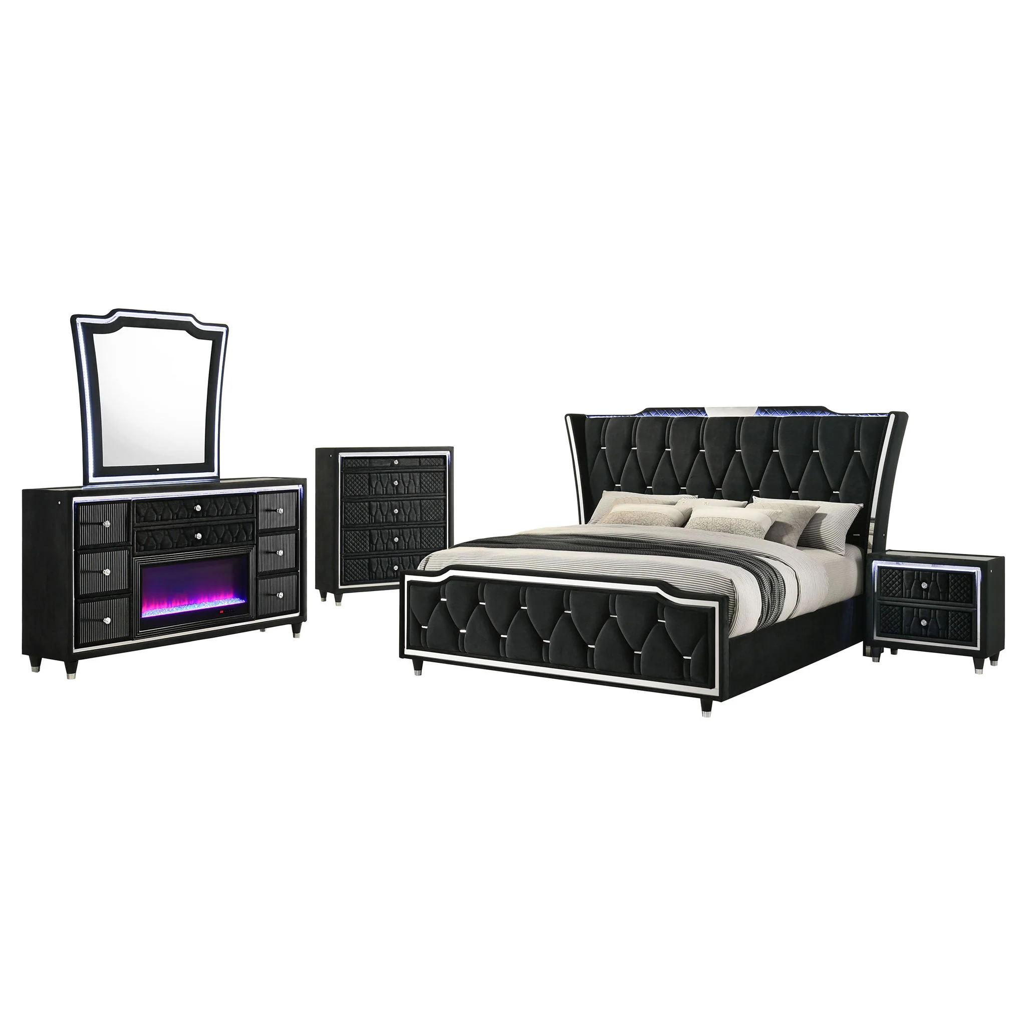 Lorient 5-piece Queen Bedroom Set Black - Image 4