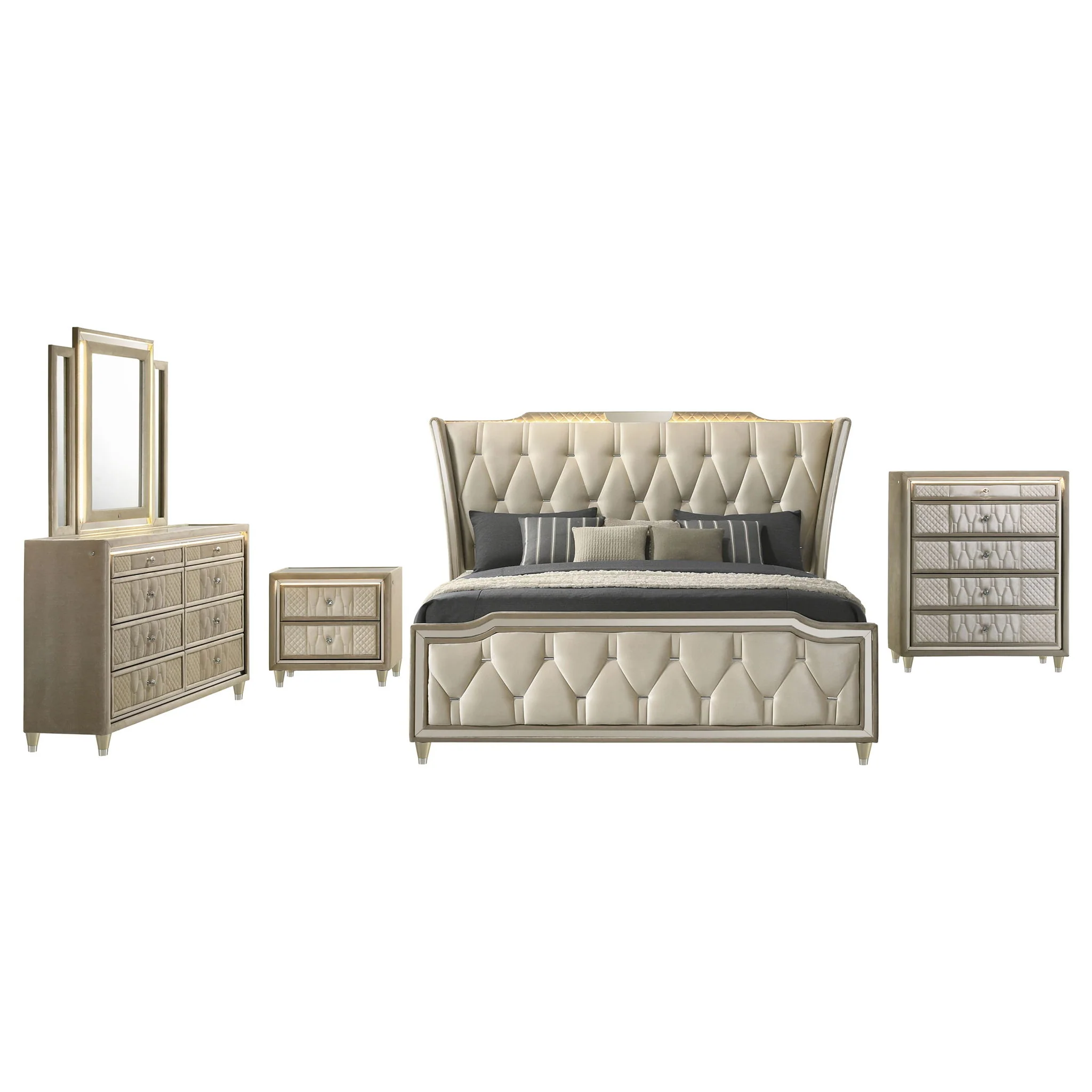 Lorient 5-piece Queen Bedroom Set Ivory and Camel - Image 3