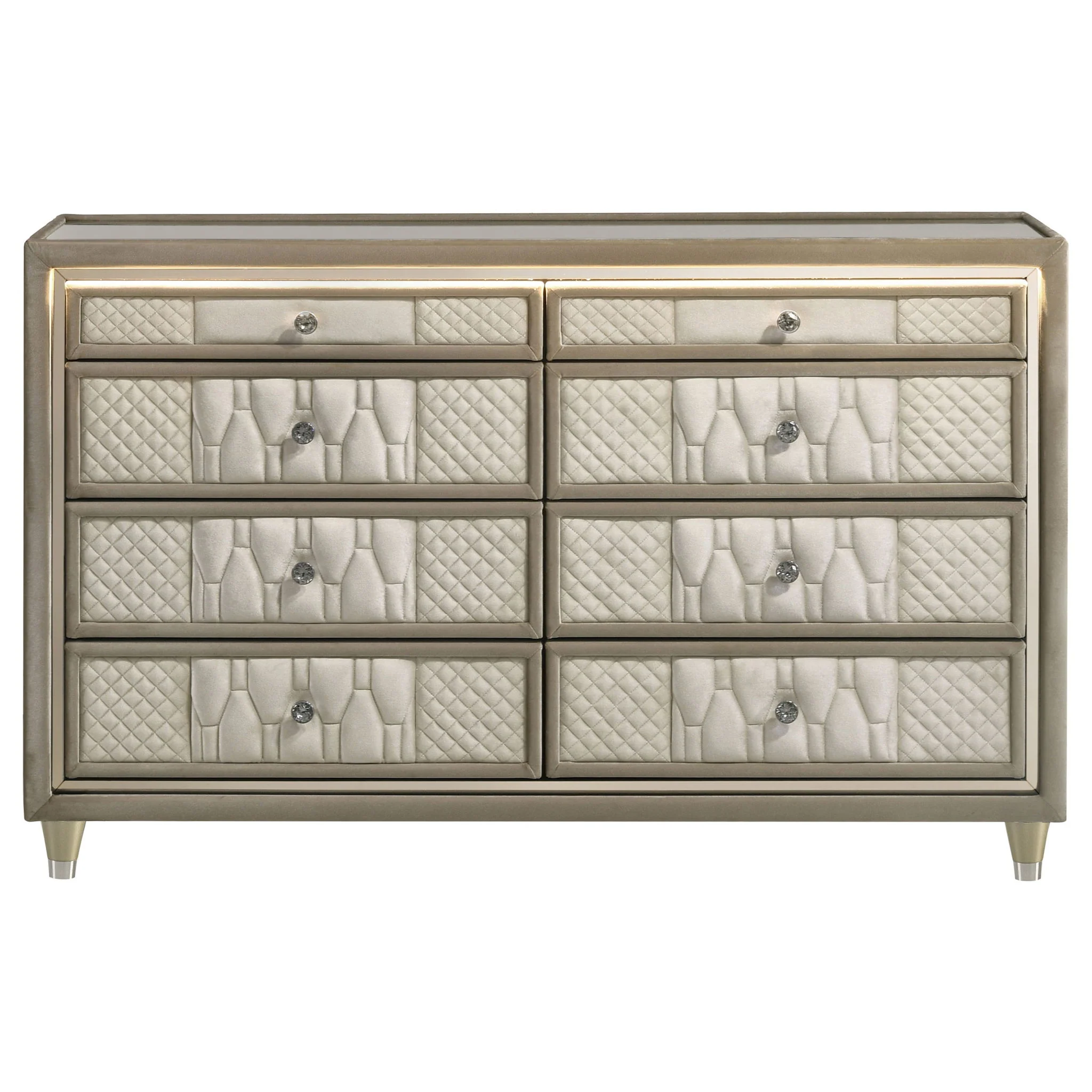 Lorient 8-drawer LED Bedroom Dresser Cabinet Ivory and Camel - Image 3