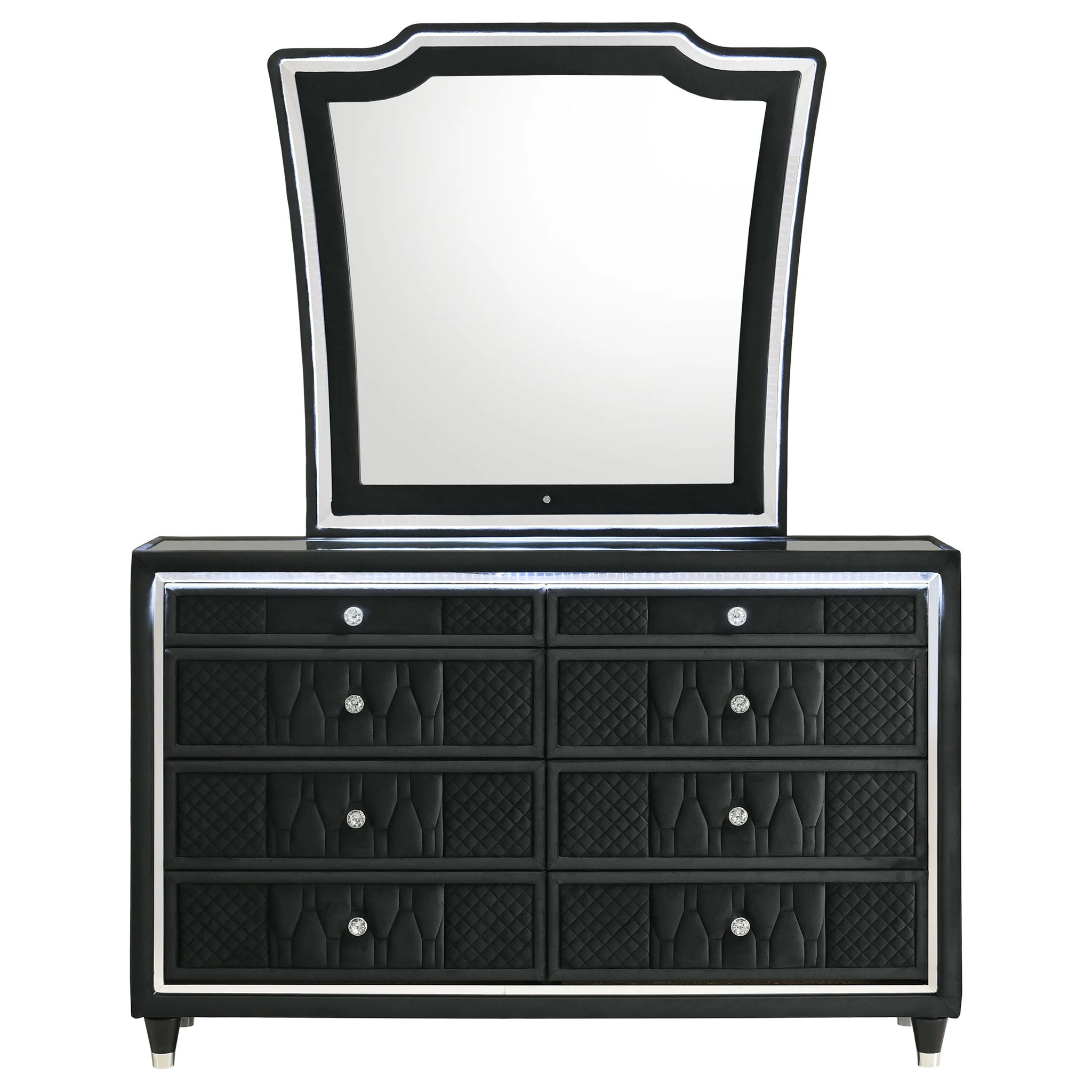 Lorient 8-drawer LED Dresser with Mirror Black - Image 4