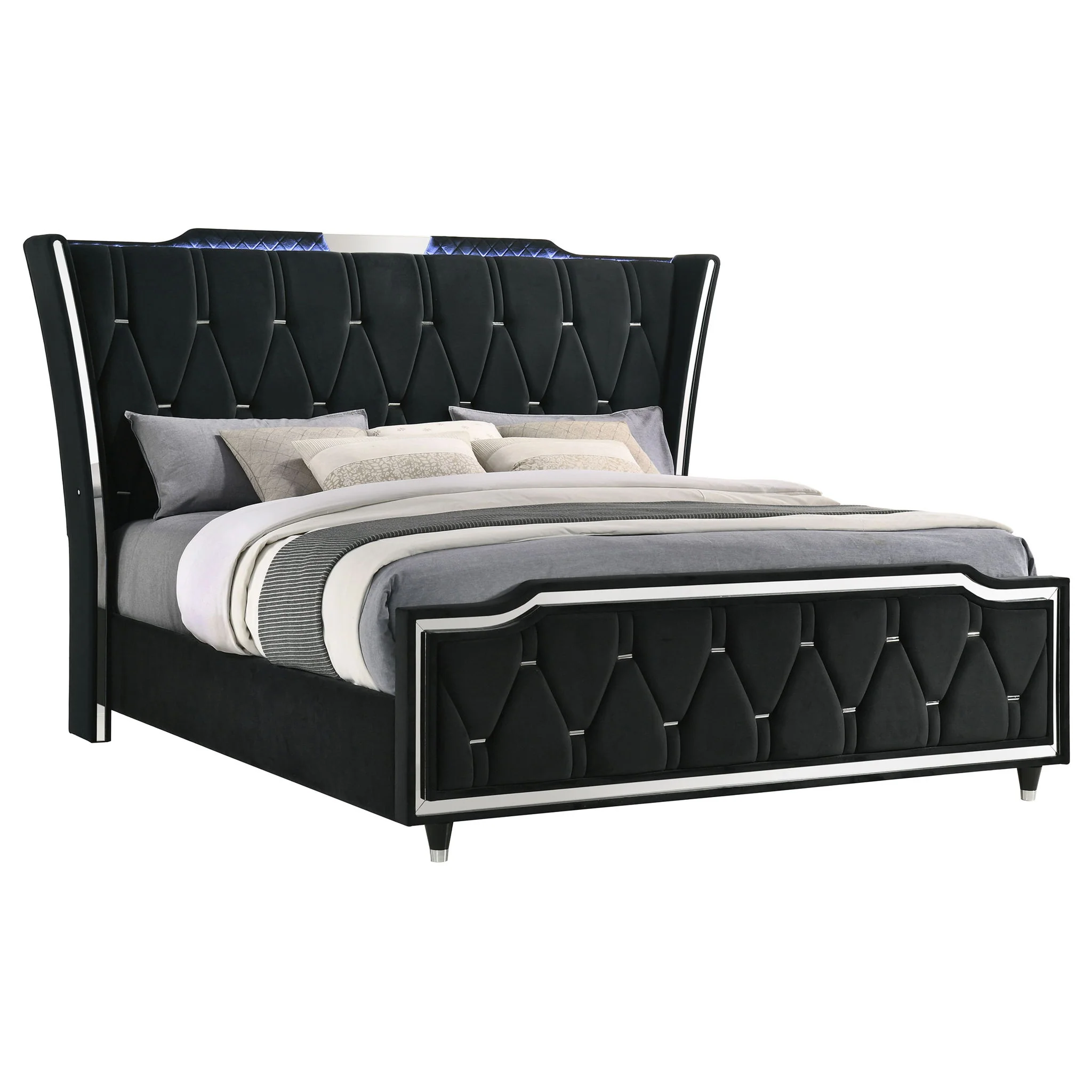 Lorient California King LED Upholstered Bed Black - Image 2