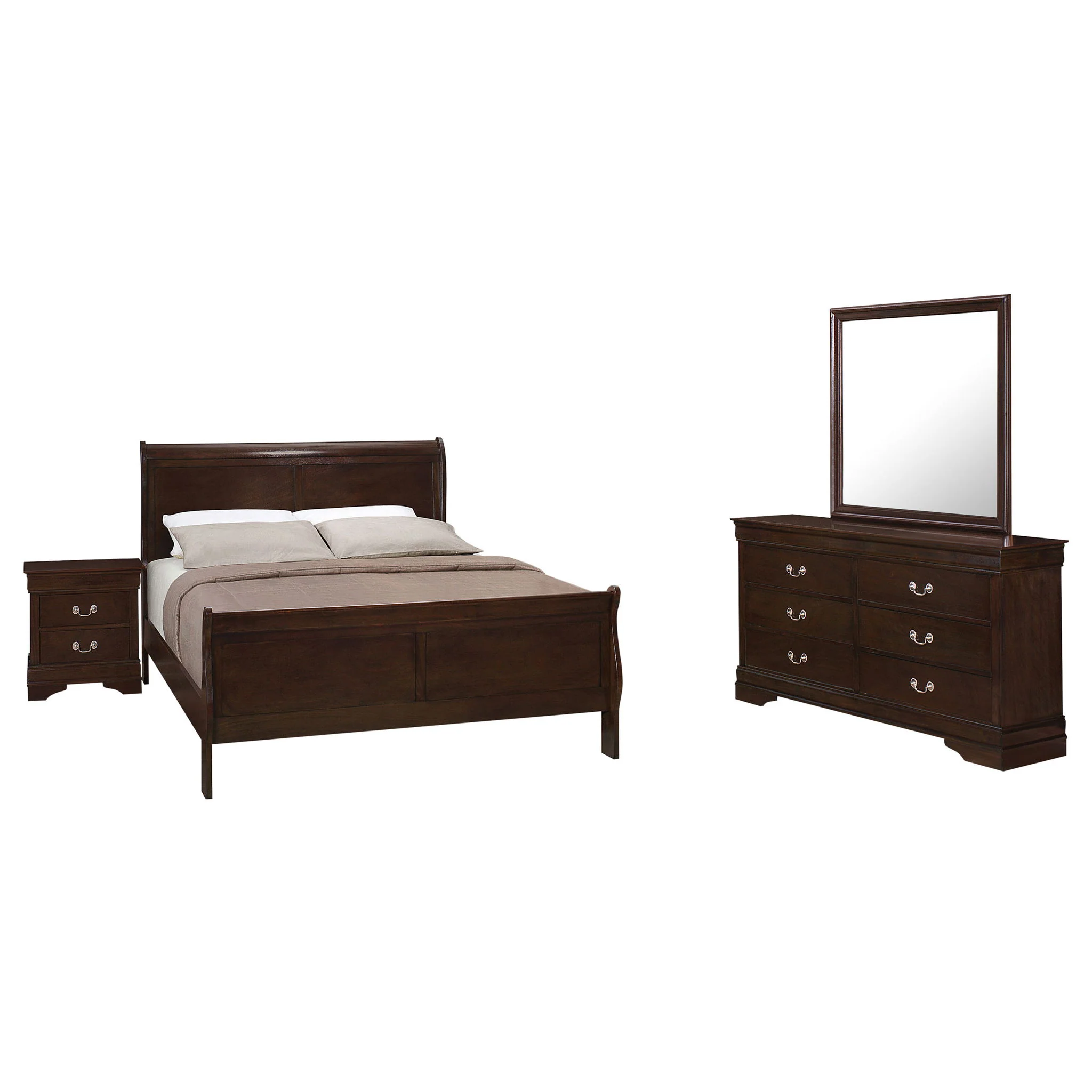 Louis Philippe 4-piece Full Bedroom Set Cappuccino - Image 4