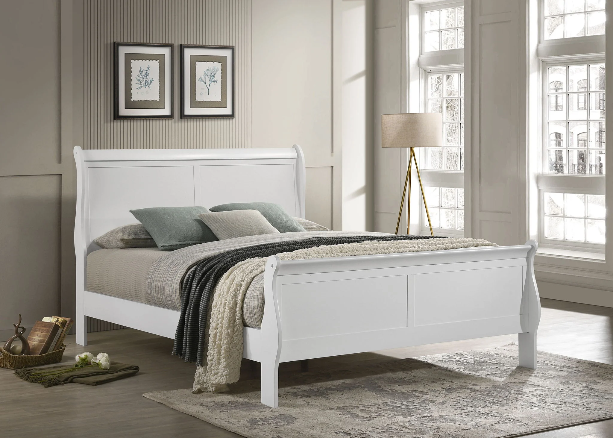 Louis Philippe 47-inch Queen Sleigh Panel Bed White - Image 4