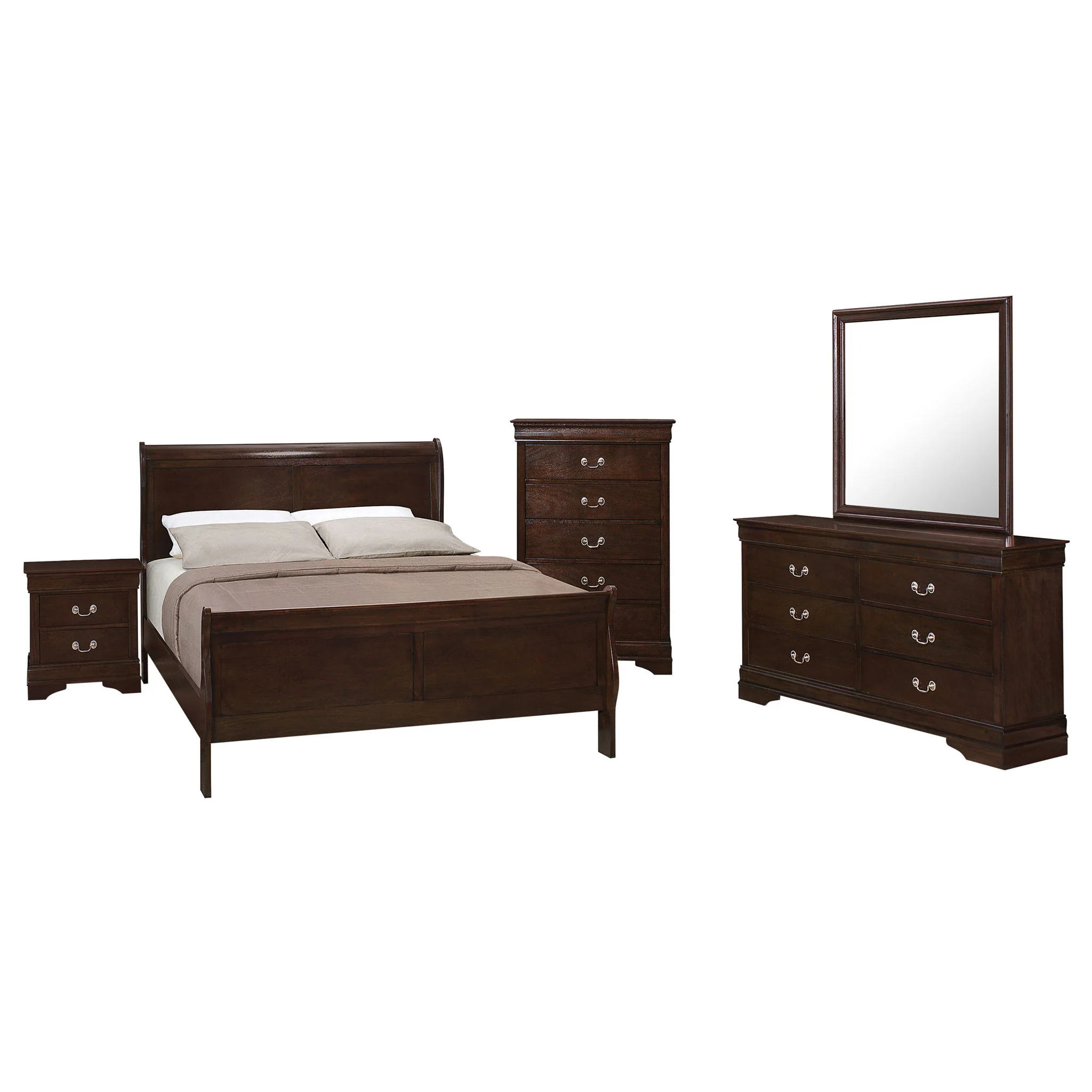 Louis Philippe 5-piece Full Bedroom Set Cappuccino - Image 2