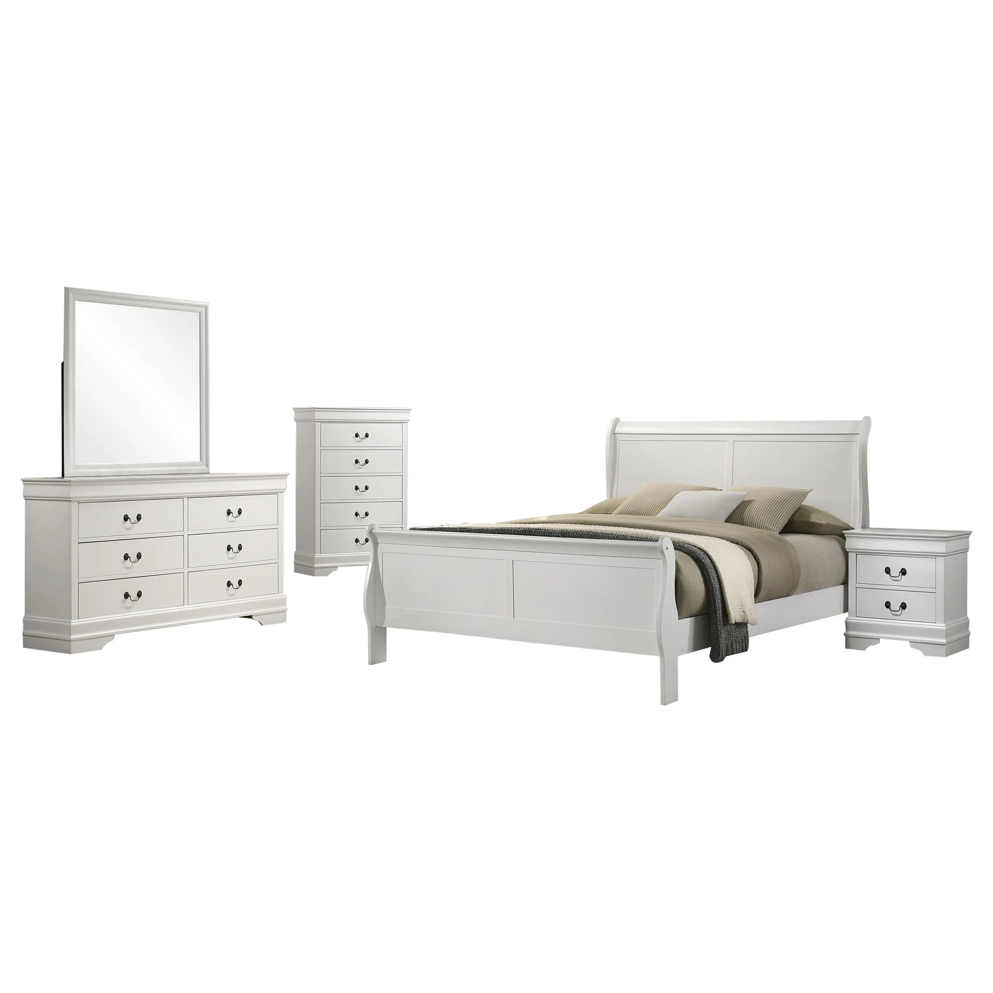 Louis Philippe 5-piece Full Bedroom Set White - Image 4