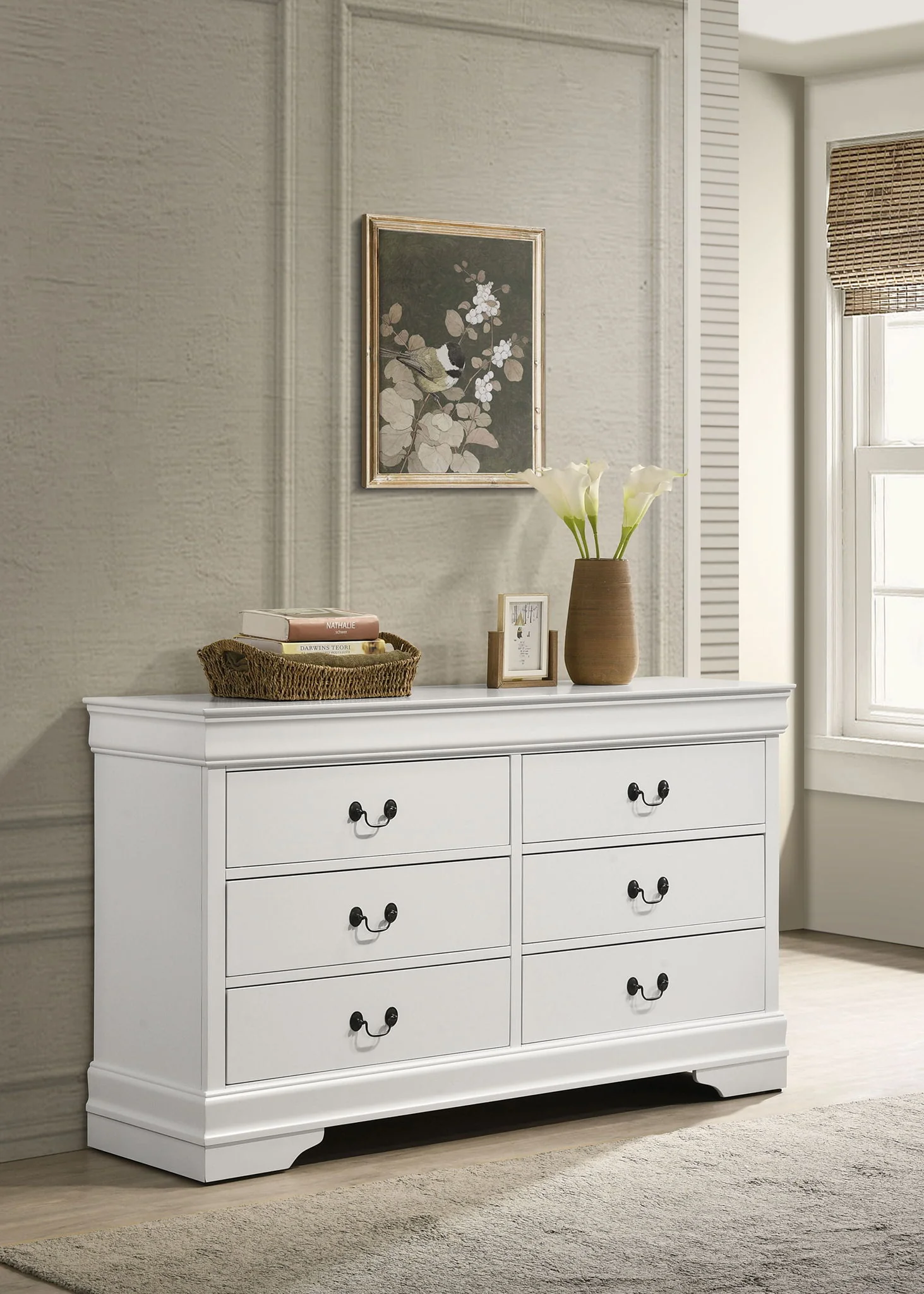 Louis Philippe 6-drawer Dresser White - Image 3