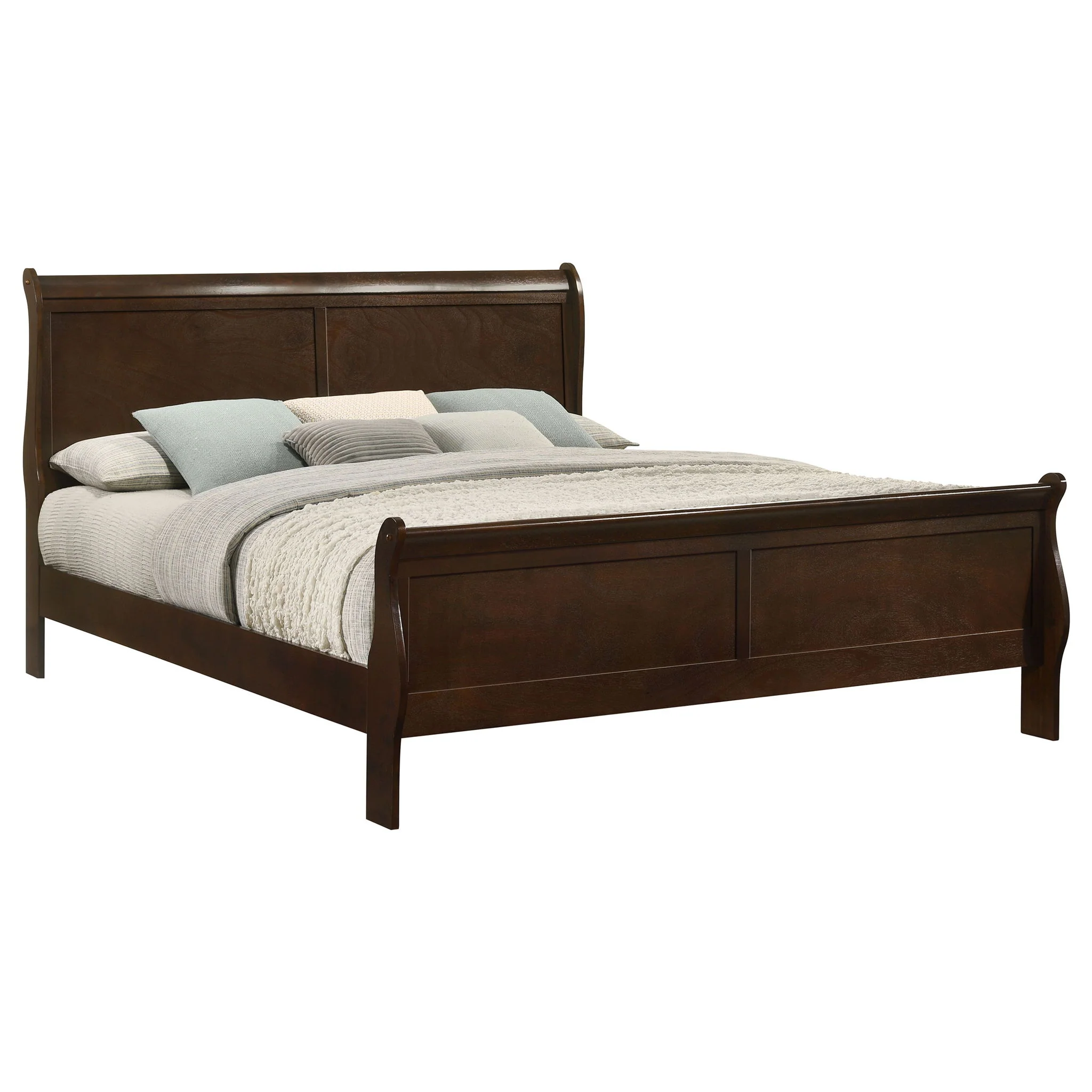 Louis Philippe Wood Eastern King Sleigh Bed Cappuccino - Image 2