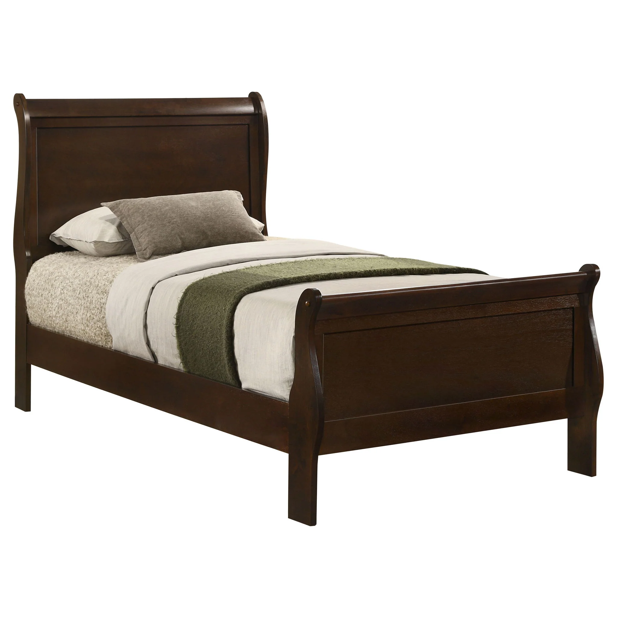 Louis Philippe Wood Twin Sleigh Bed Cappuccino - Image 2