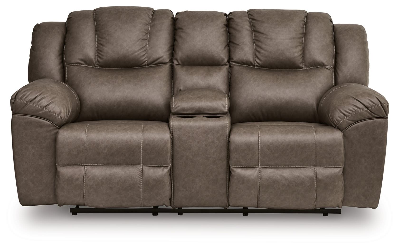 Lowilla - Double Reclining Loveseat With Console - Driftwood - Image 3
