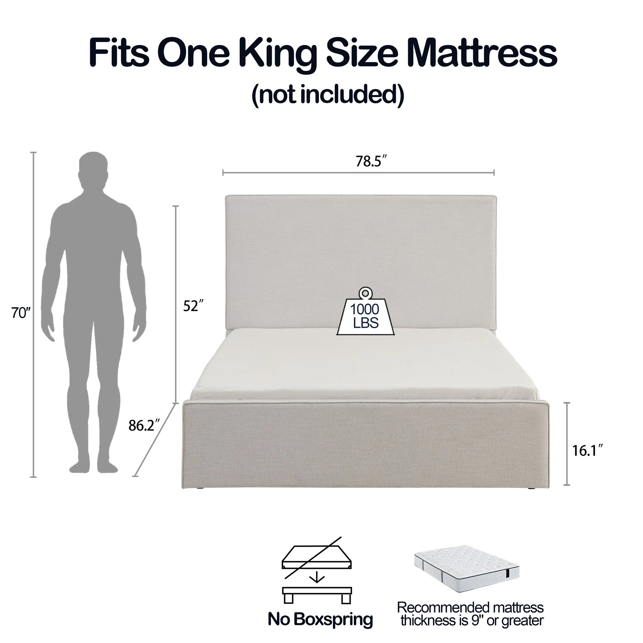 Lucas - Tall Headboard Upholstered Bed - Image 4
