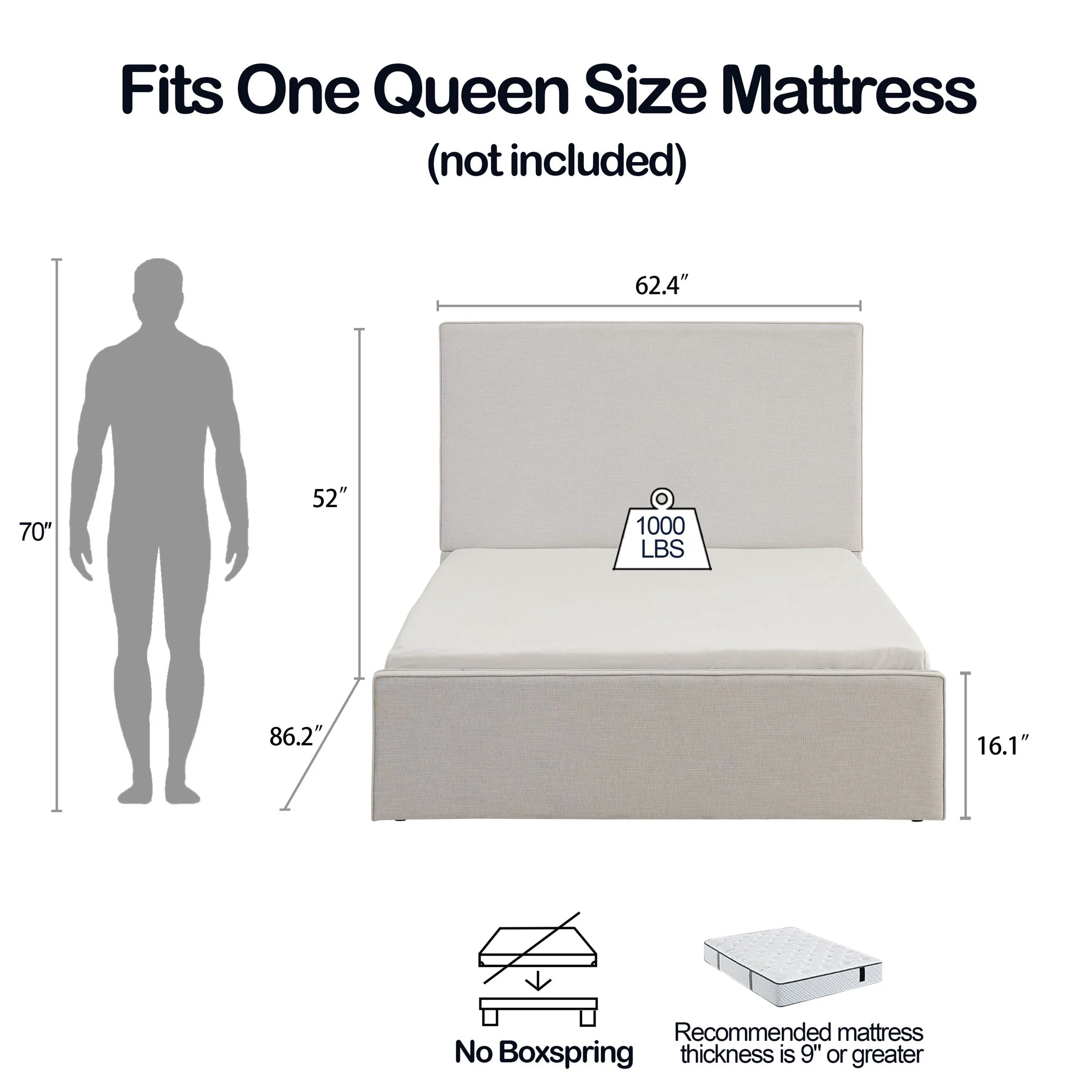 Lucas - Tall Headboard Upholstered Bed - Image 8