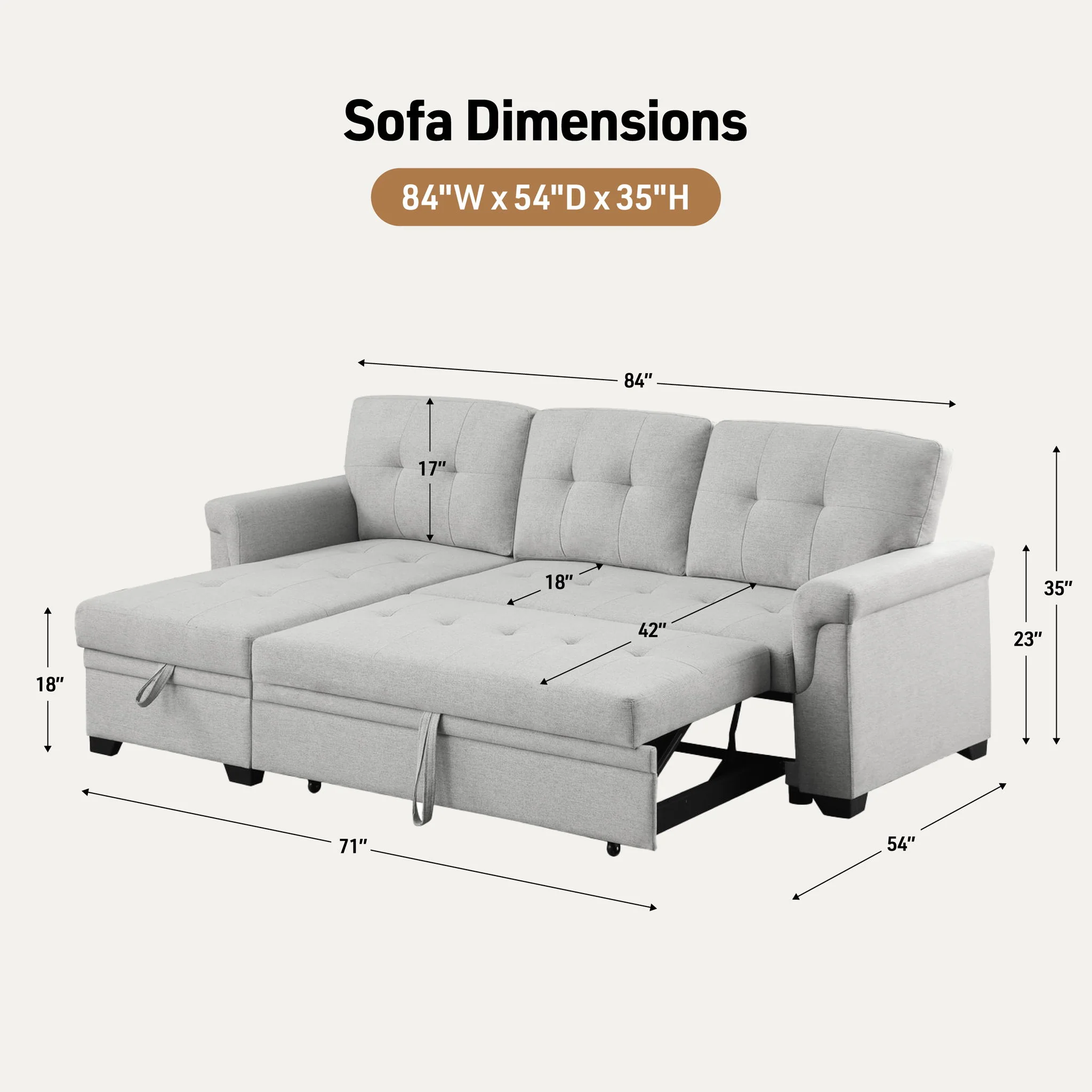 Lucca - Reversible Sleeper Sectional Sofa With Storage Chaise - Image 7
