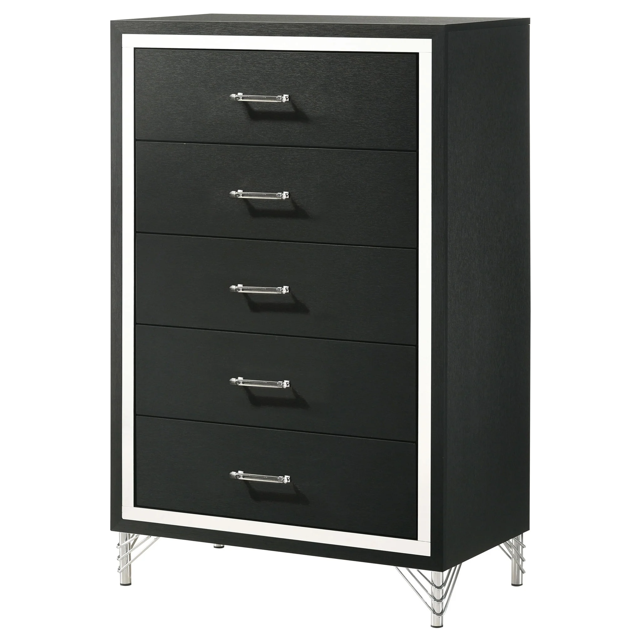 Lucia 5-drawer Bedroom Chest of Drawers Black - Image 2