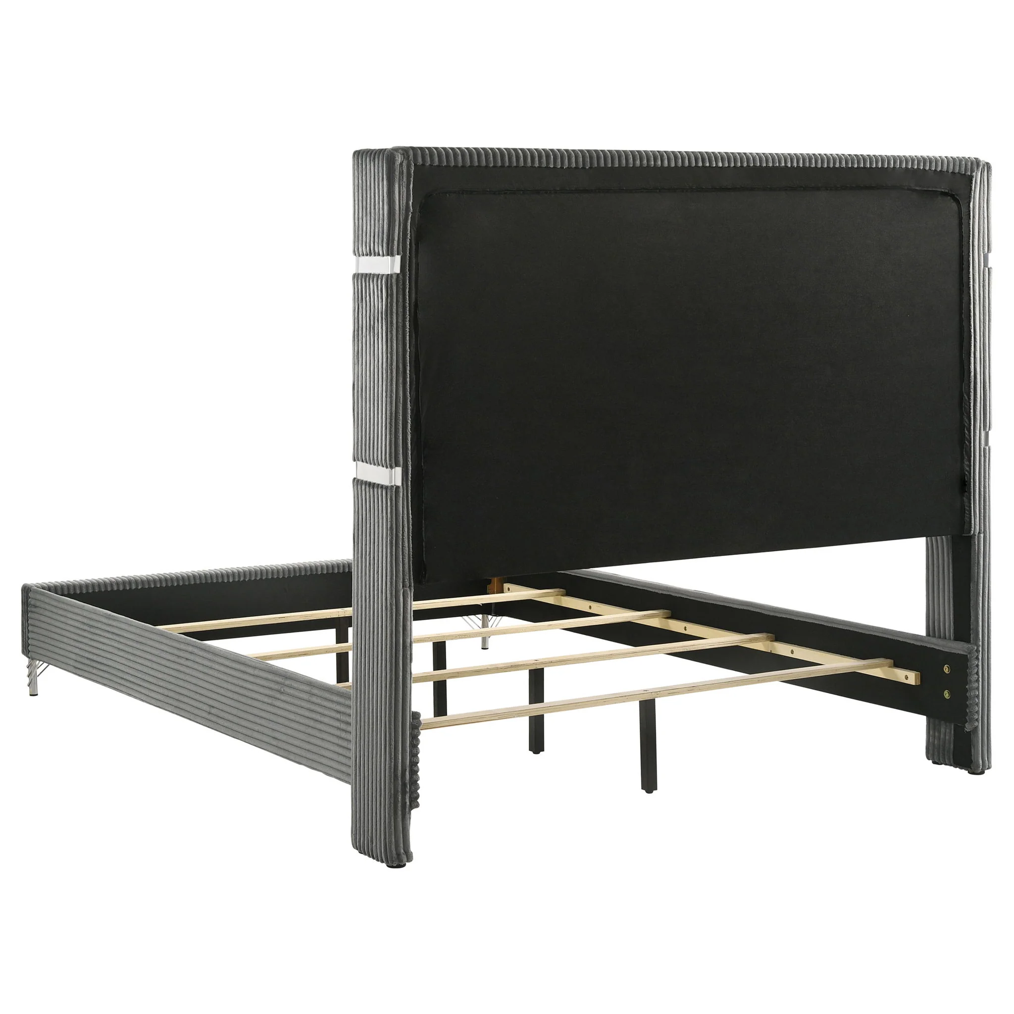 Lucia 61-inch Upholstered Eastern King Wingback Bed Grey - Image 2