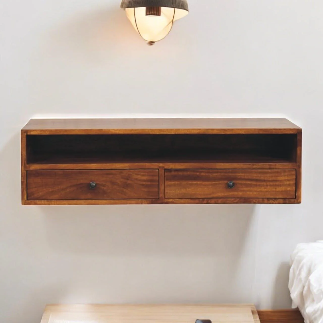 Lunar - 2 Drawer Wall Mounted Media Unit - Brown