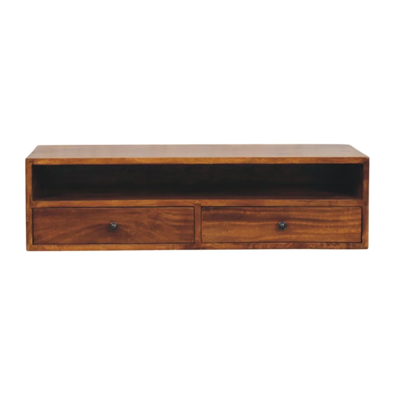 Lunar - 2 Drawer Wall Mounted Media Unit - Brown - Image 3