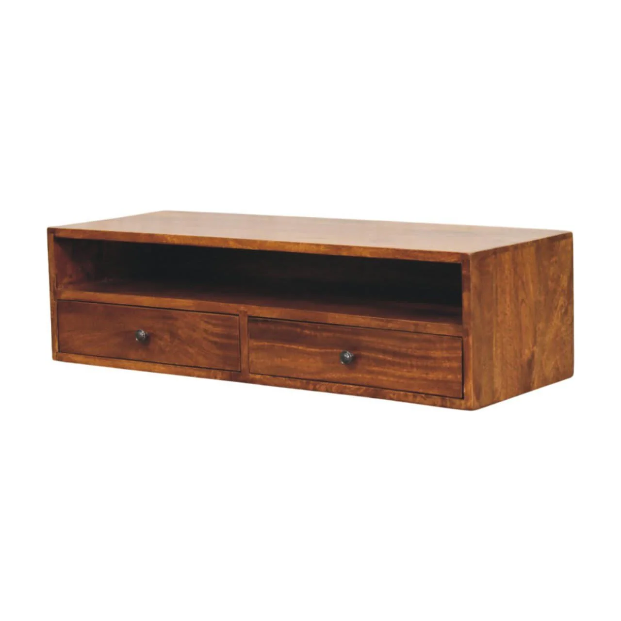 Lunar - 2 Drawer Wall Mounted Media Unit - Brown - Image 4
