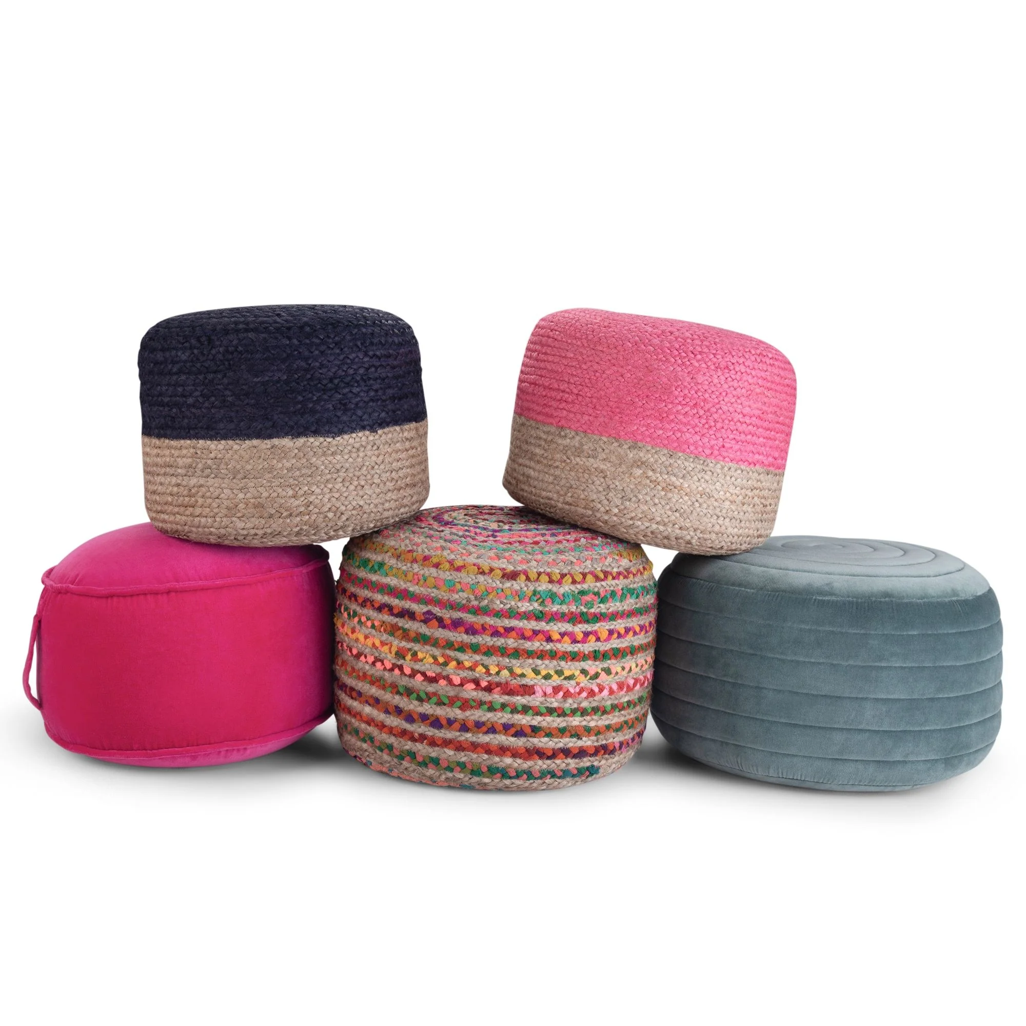 Lydia - Handcrafted Round Pouf - Image 2