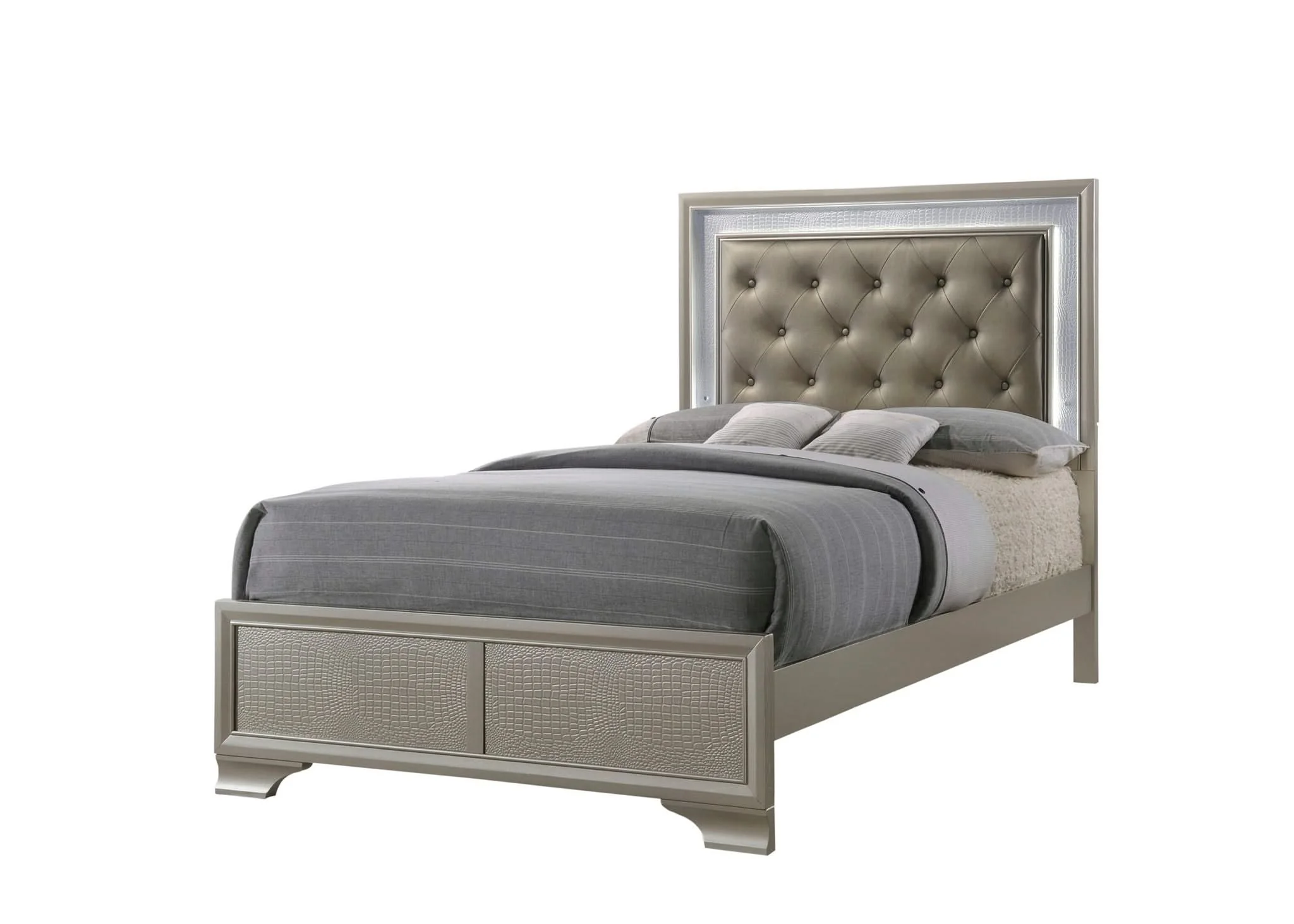 Lyssa - Twin 5 Piece Bedroom Set - Champagne - Image 2